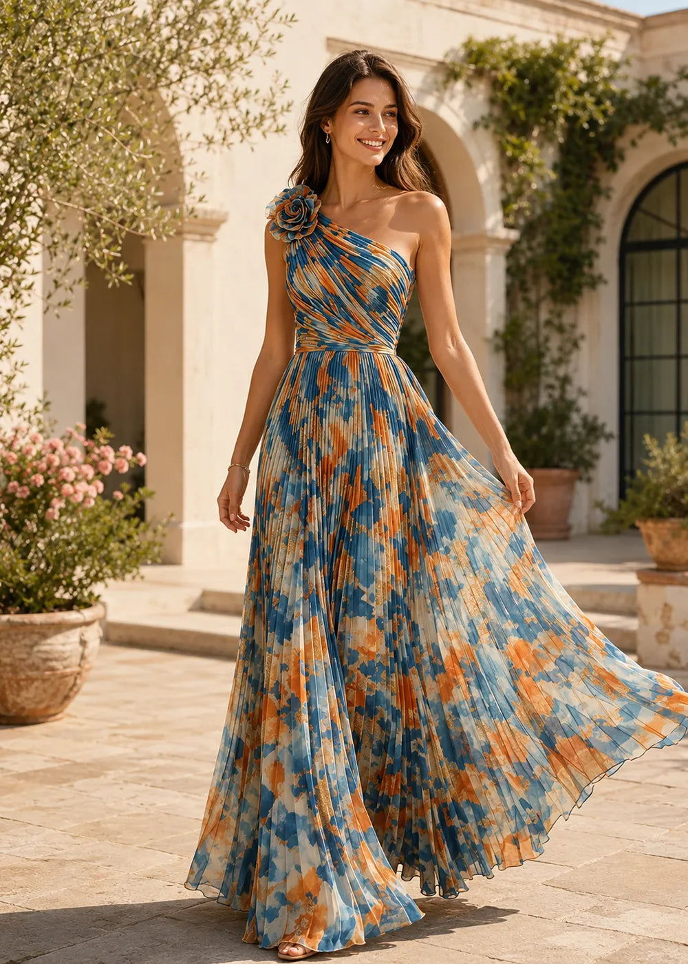 Blooming Garden One Shoulder Maxi Dress