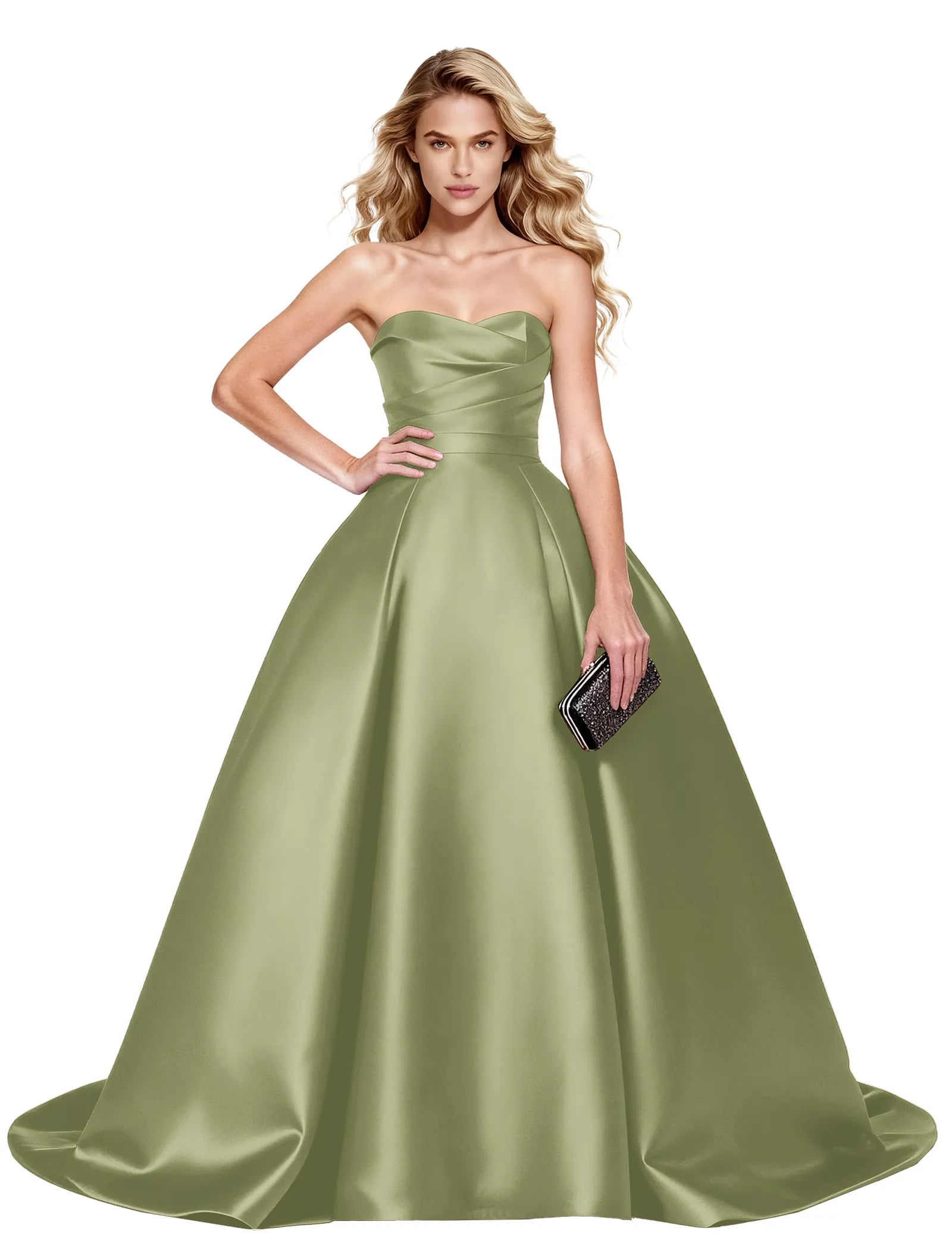 Strapless Satin Ball Gown with Corset Back