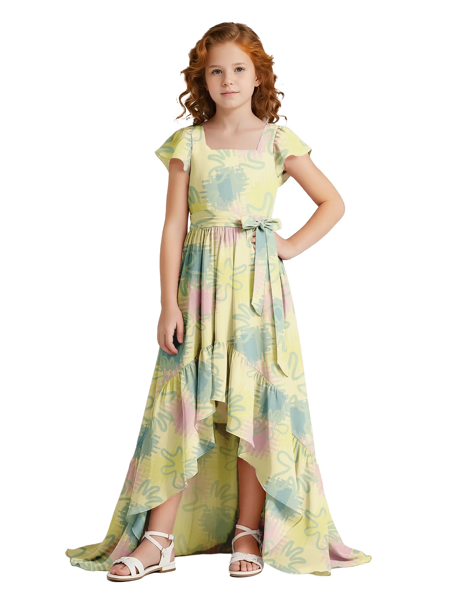 Garden Grace Puff Sleeve Junior Formal Dress