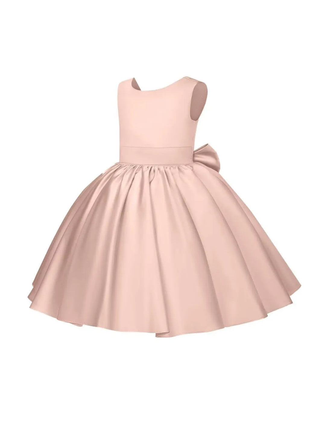 Pretty Bow V back Satin Flower Girl Dress
