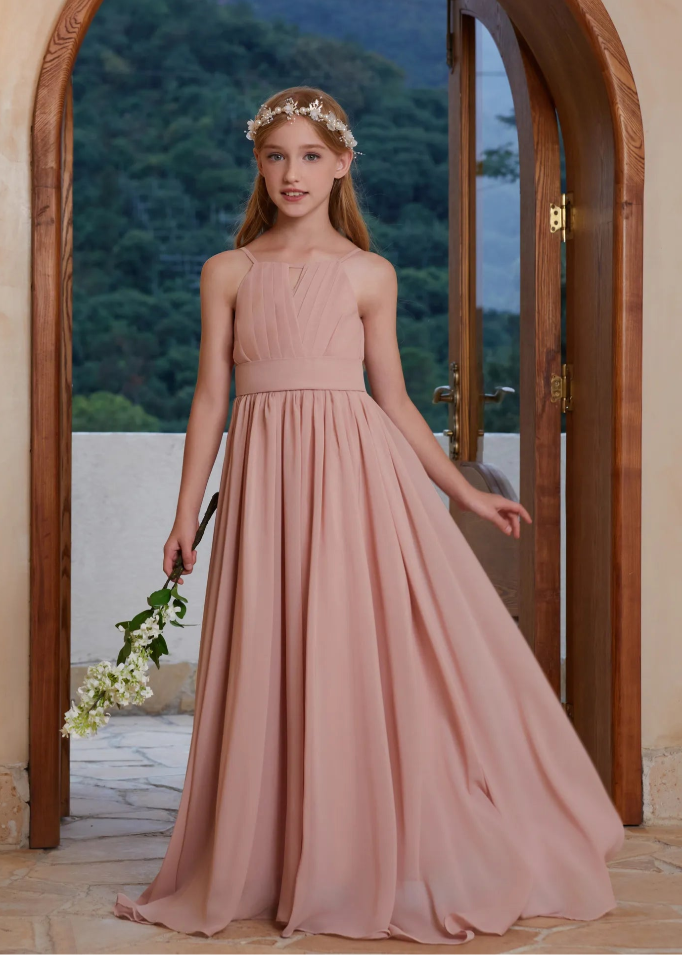 Bohemian Chiffon Junior Bridesmaid Maxi Dress