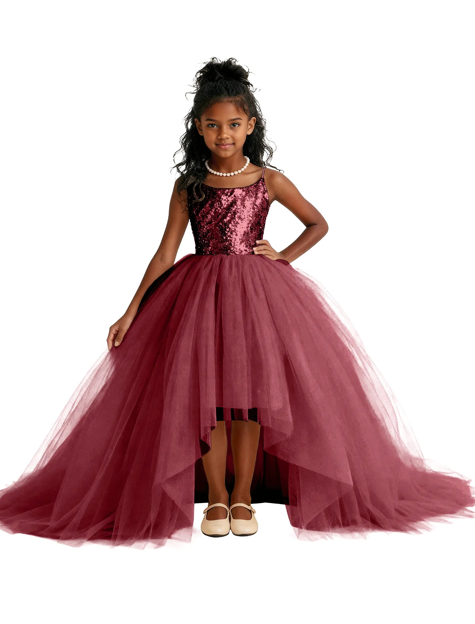 Girls Sequin Tulle Pageant Dress