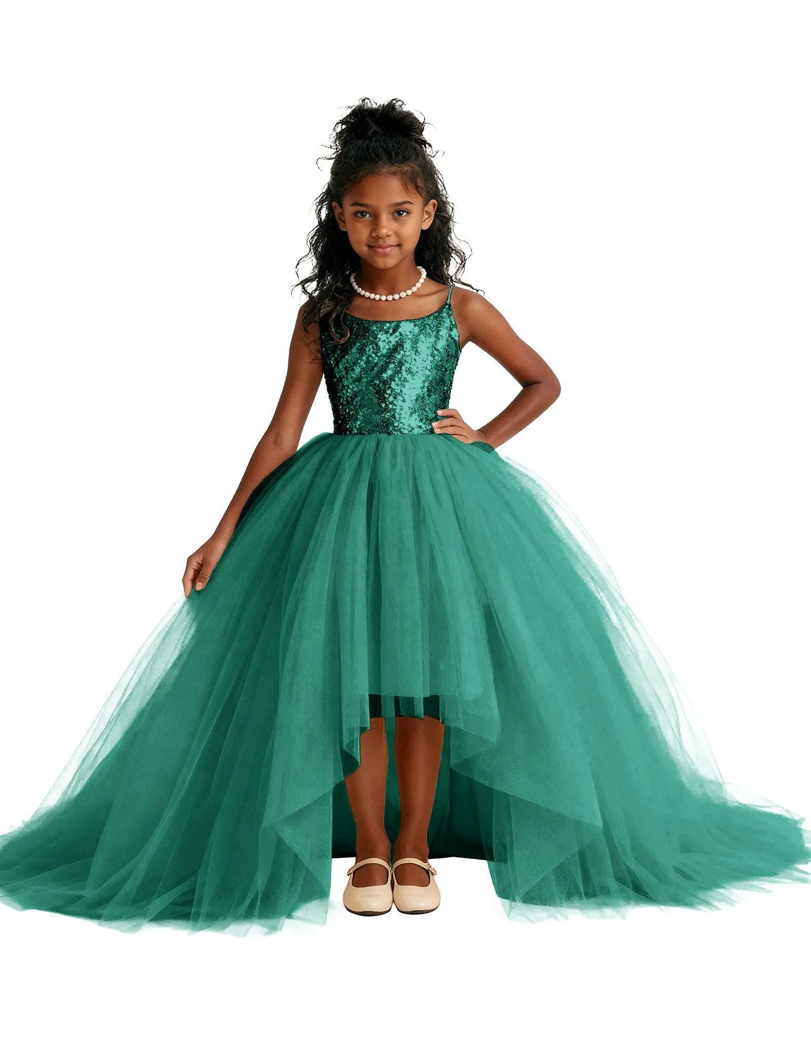 Girls Sequin Tulle Pageant Dress
