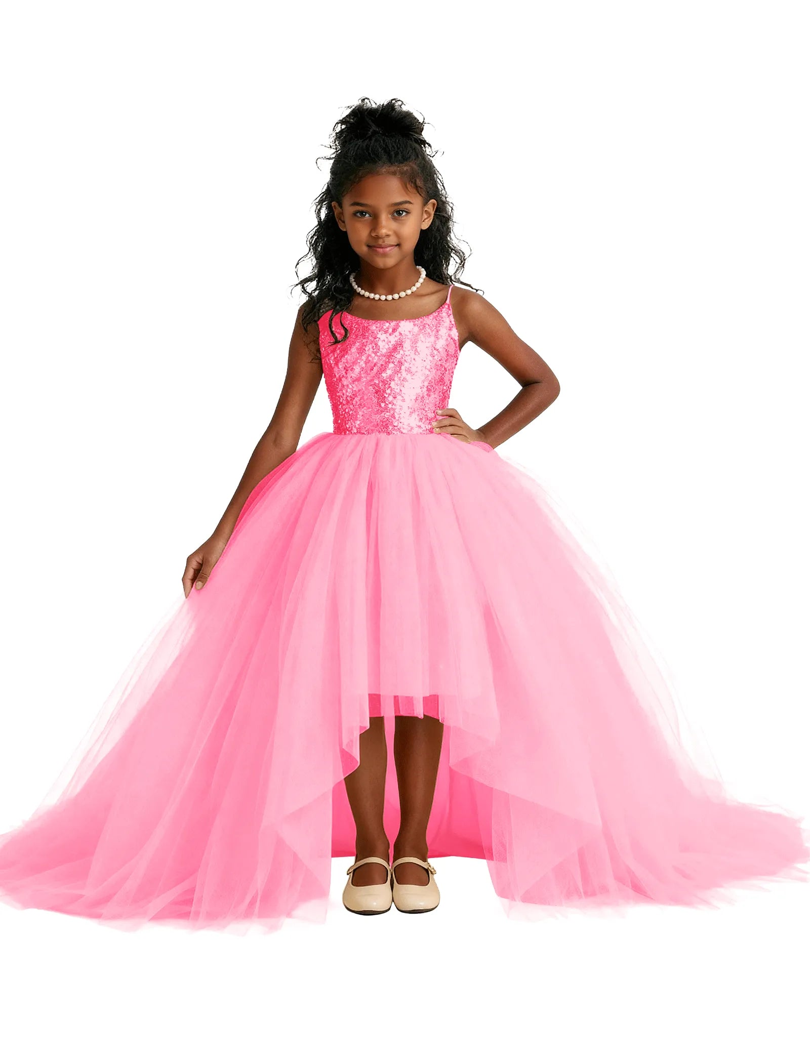 Girls Sequin Tulle Pageant Dress