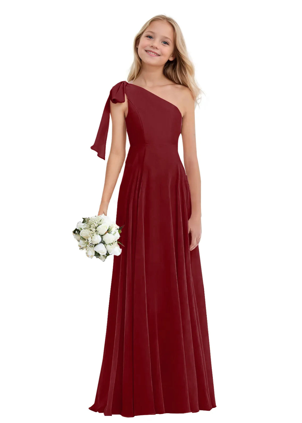 One-Shoulder Chiffon Maxi Dress