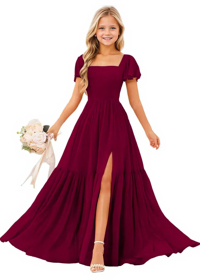 Short Sleeve Chiffon Maxi Dress for Flower Girls