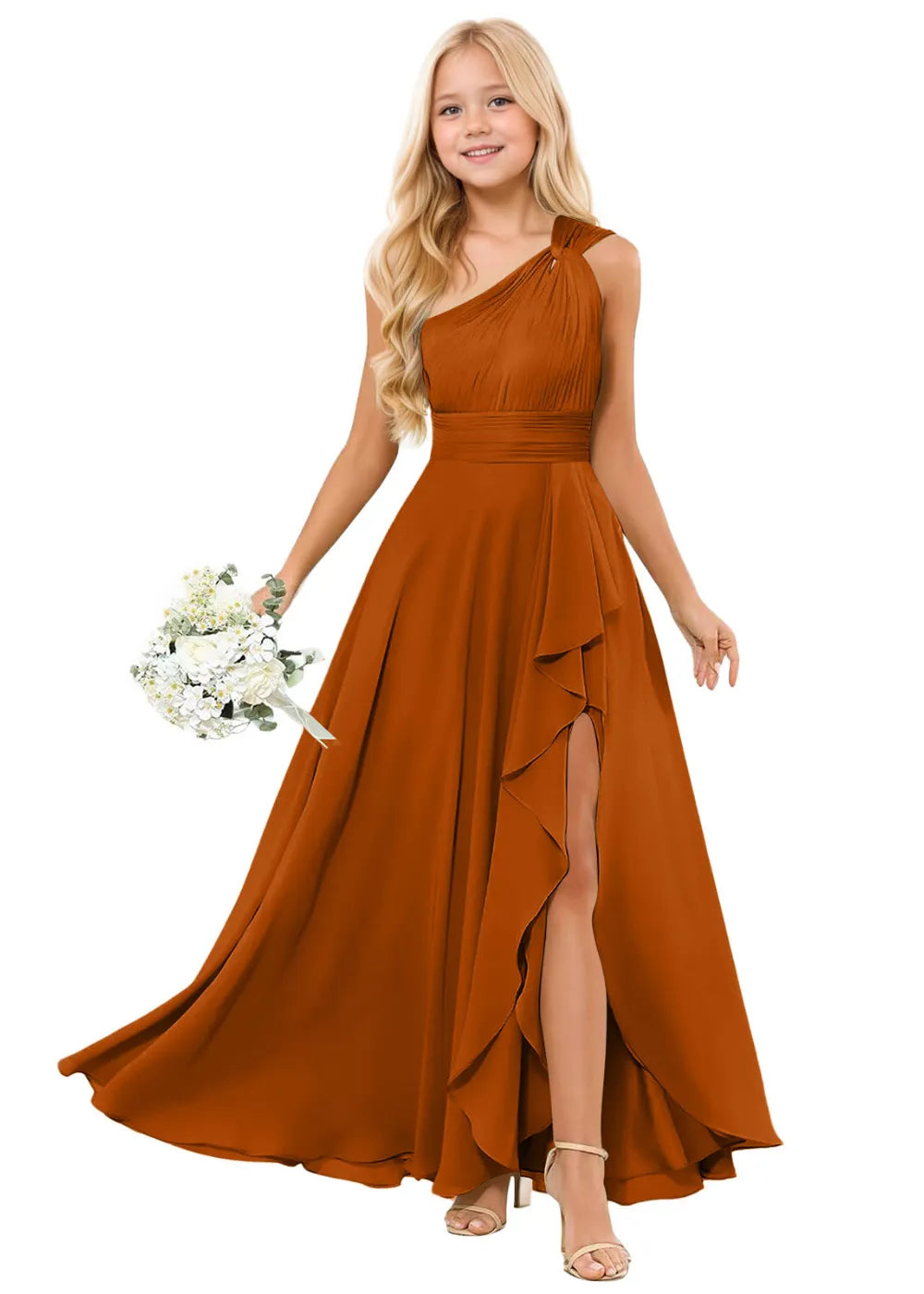 One-Shoulder Chiffon Junior Bridesmaid Dress