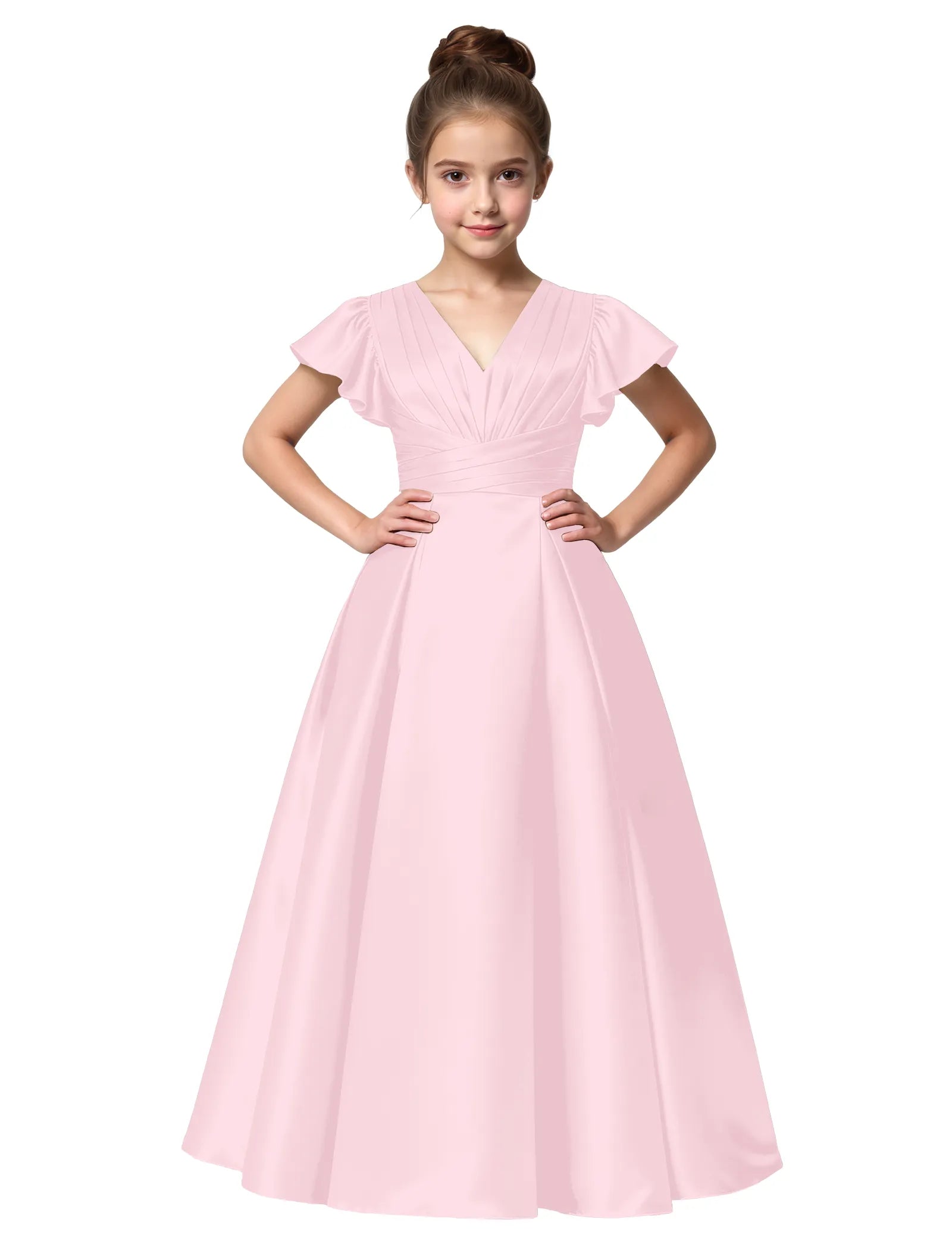 Flower Girl Satin Gown with Big Bow Back