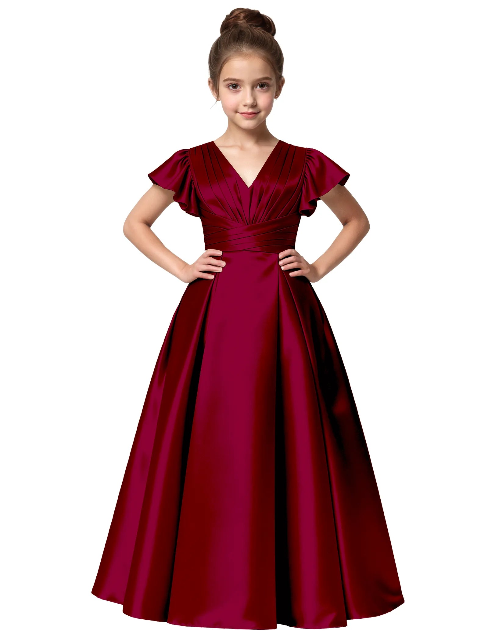 Flower Girl Satin Gown with Big Bow Back