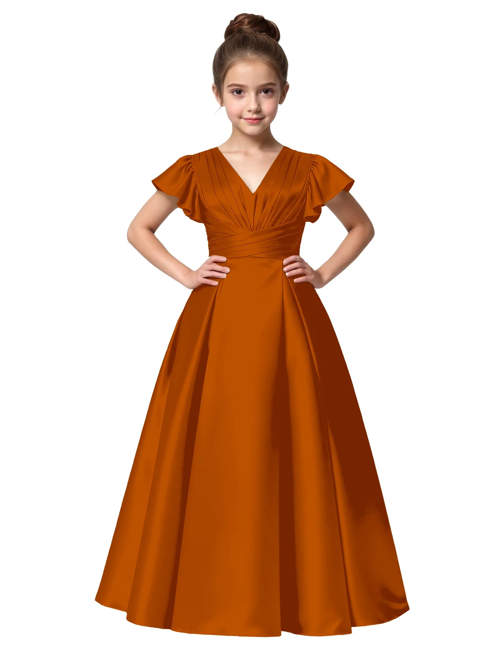 Flower Girl Satin Gown with Big Bow Back