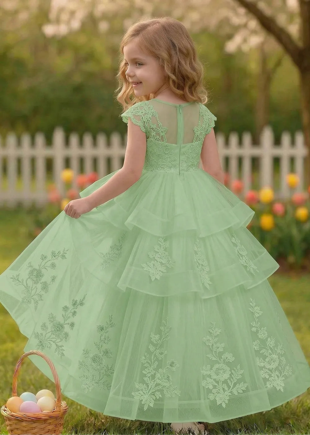 Boutique Lace and Tulle Wedding Party Dress for Flower Girls