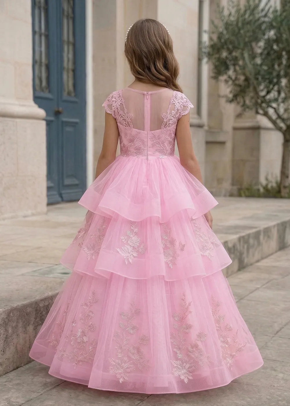 Vestido de princesa sin mangas de encaje