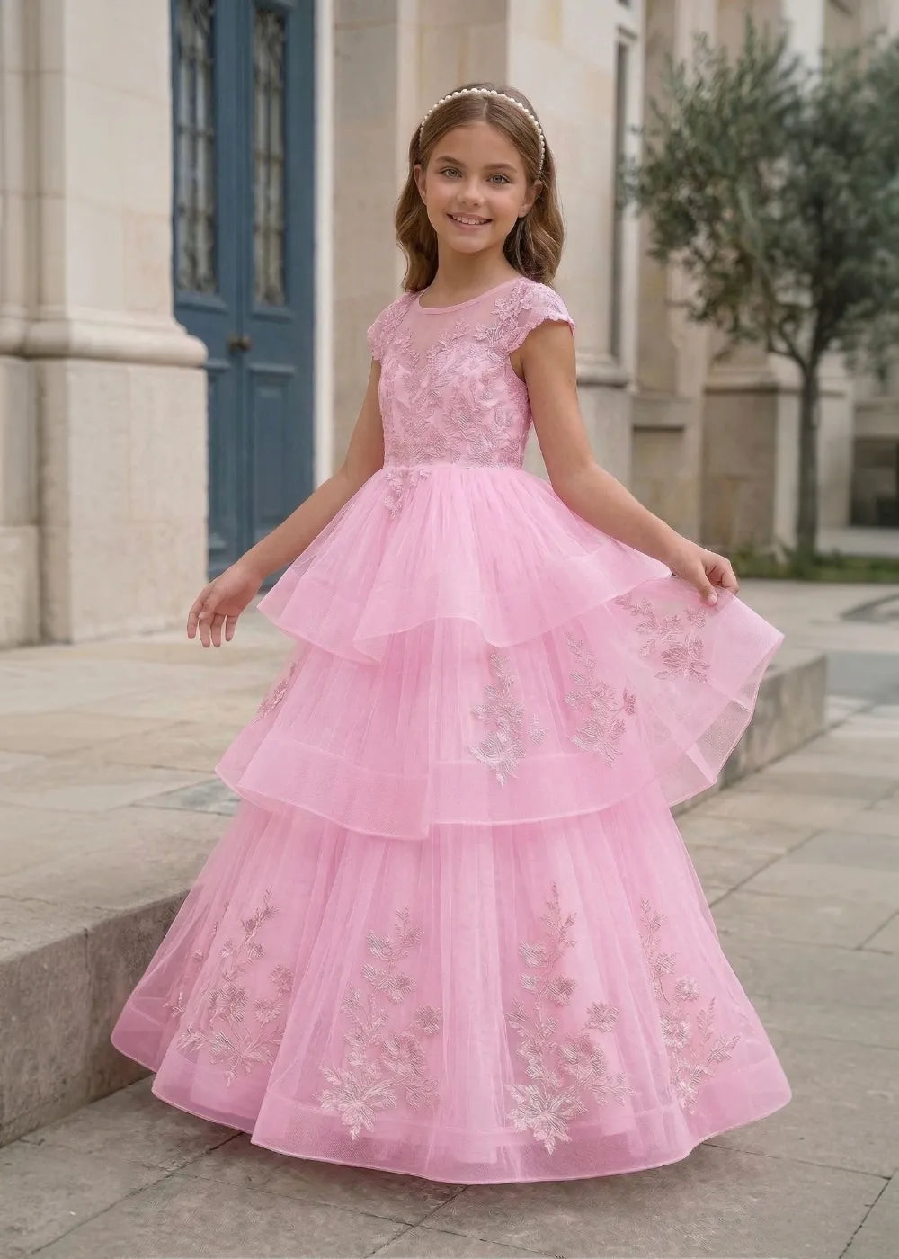 Vestido de princesa sin mangas de encaje