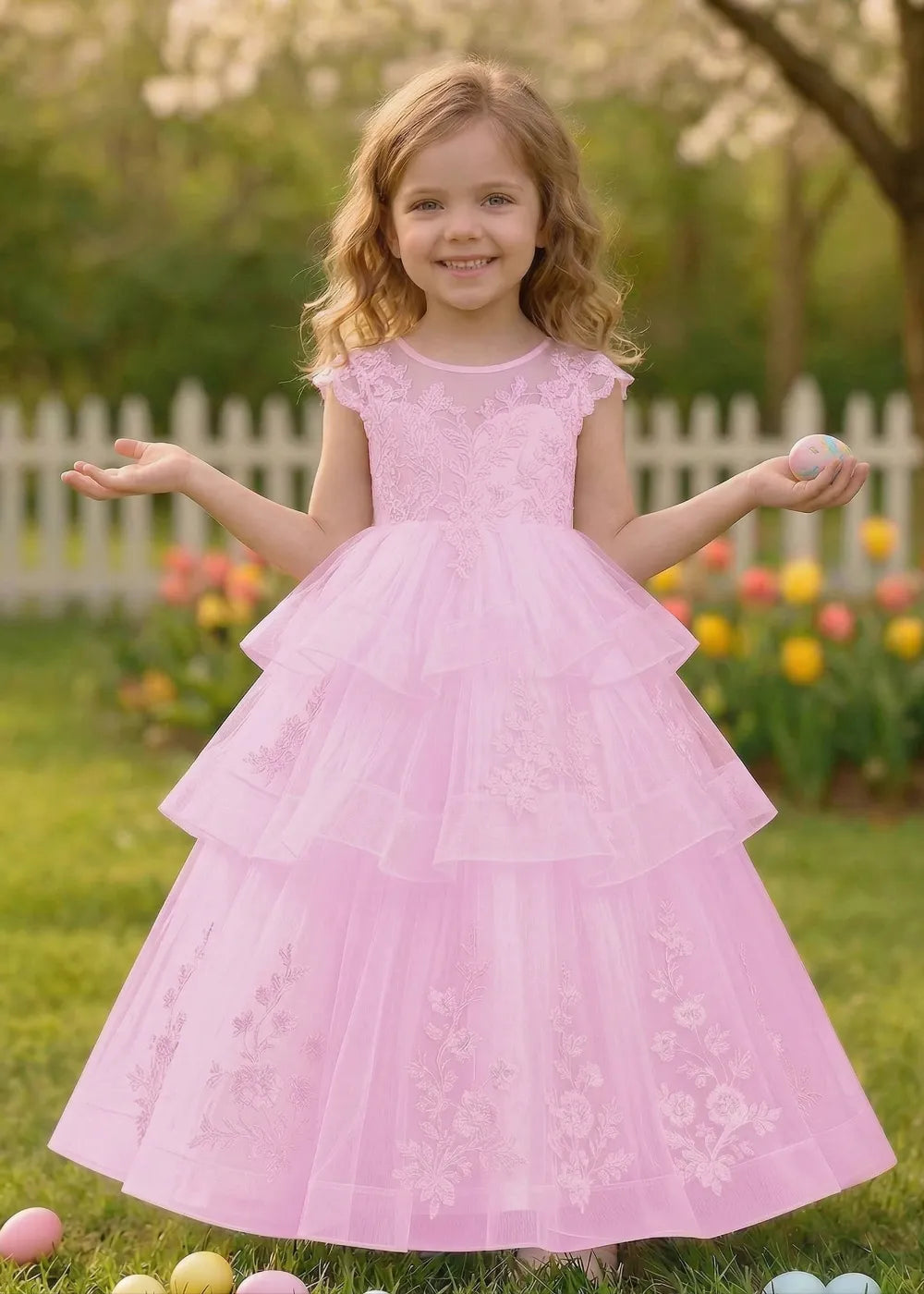 Vestido de princesa sin mangas de encaje