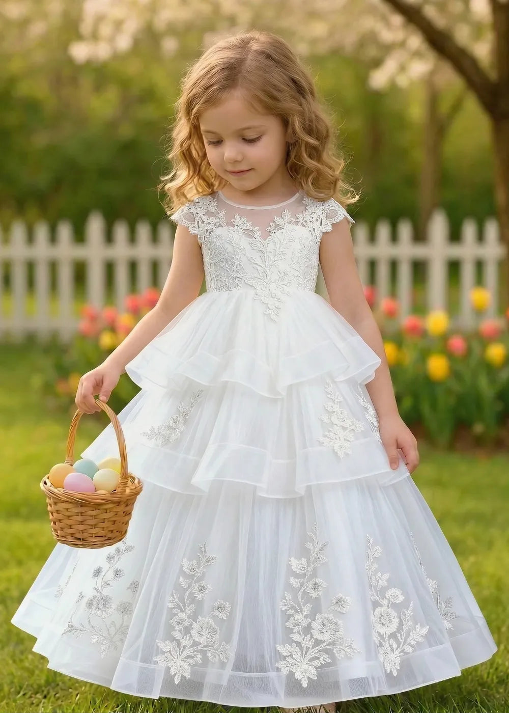 Vestido de princesa sin mangas de encaje