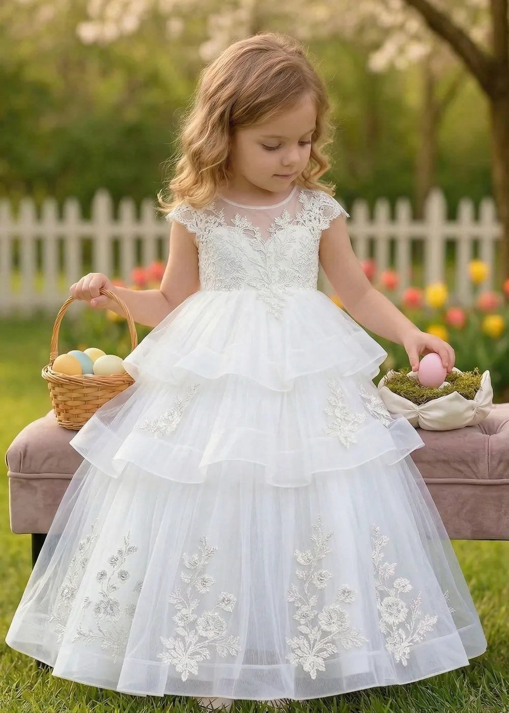 Vestido de princesa sin mangas de encaje