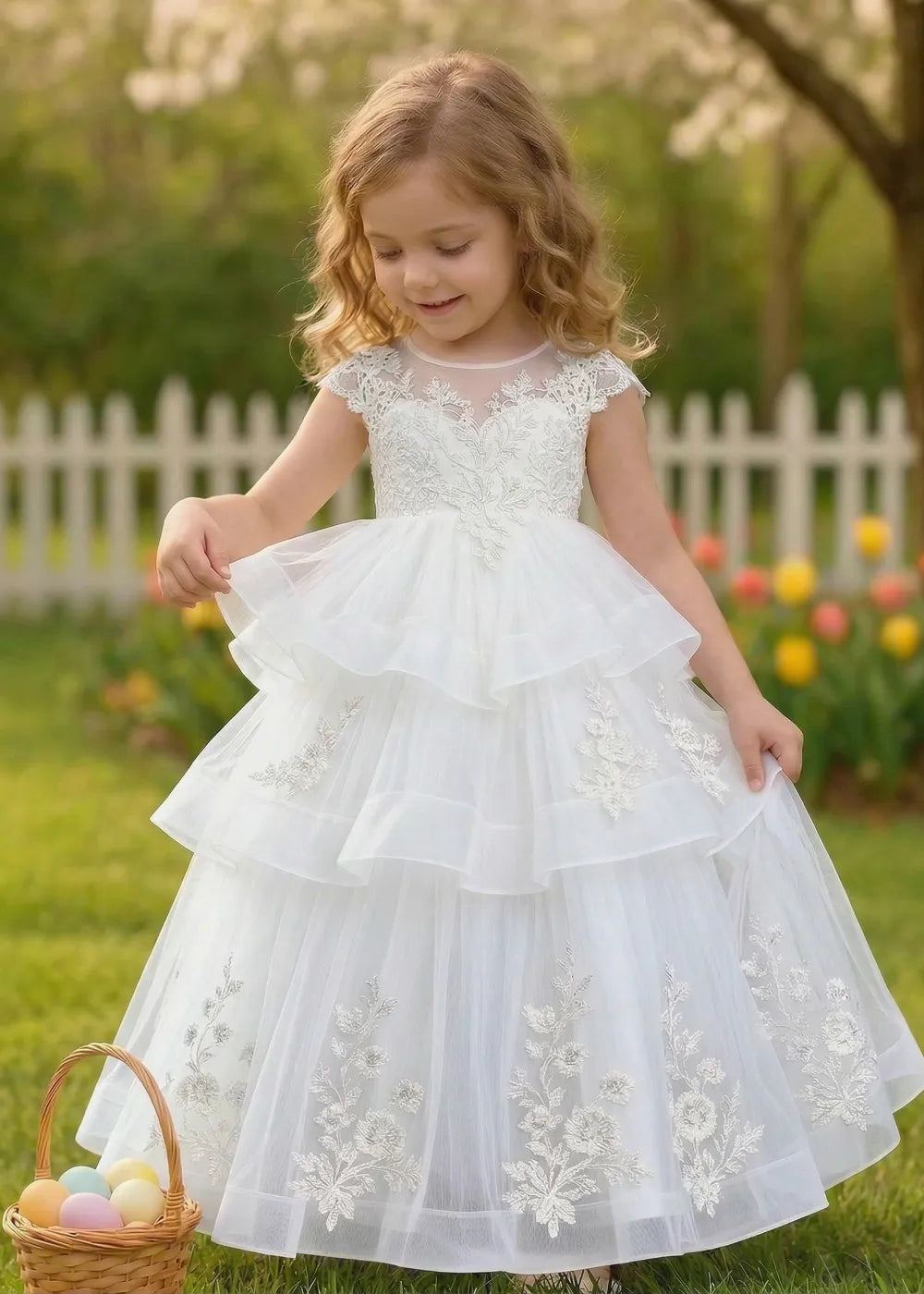 Boutique Lace and Tulle Wedding Party Dress for Flower Girls