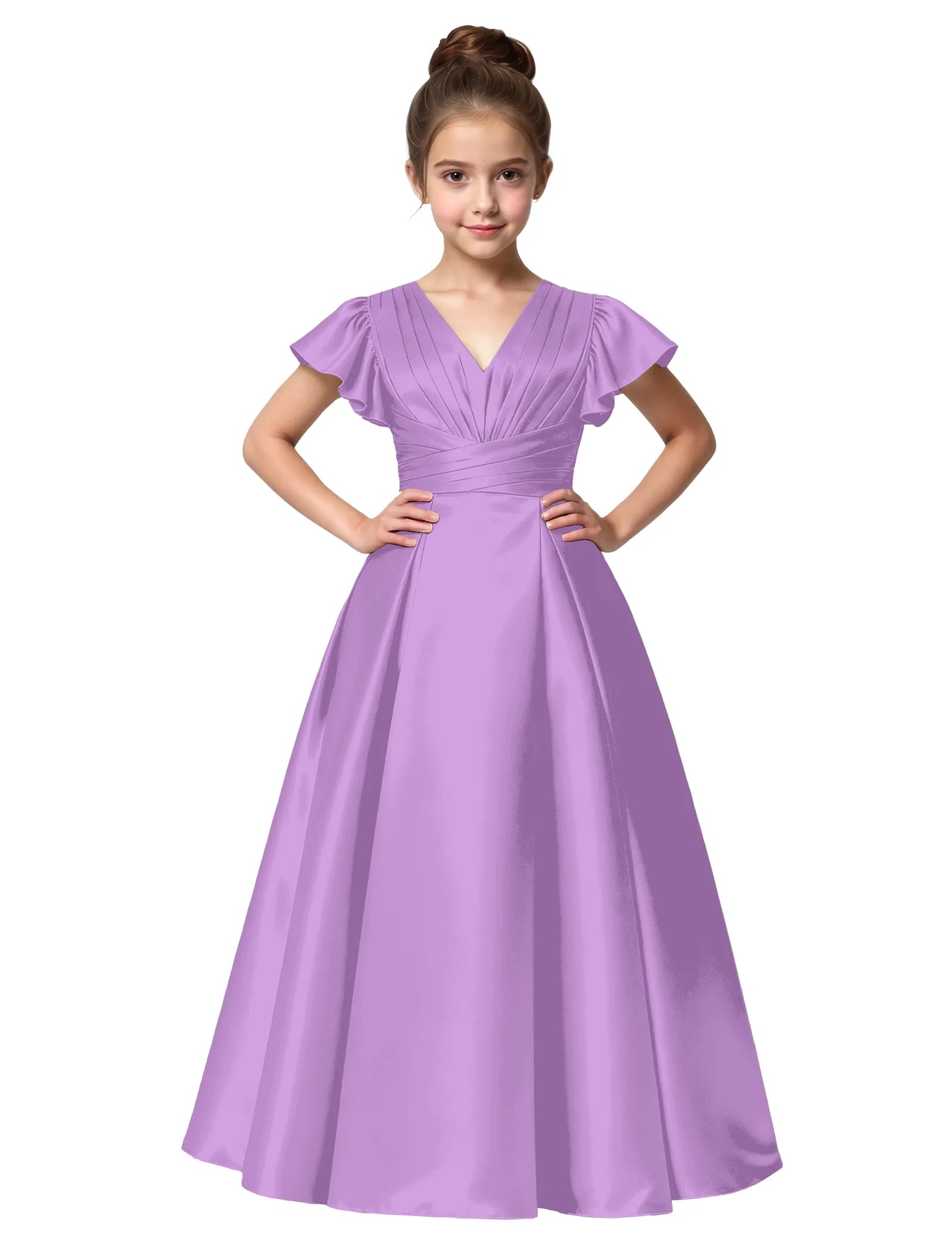 Flower Girl Satin Gown with Big Bow Back