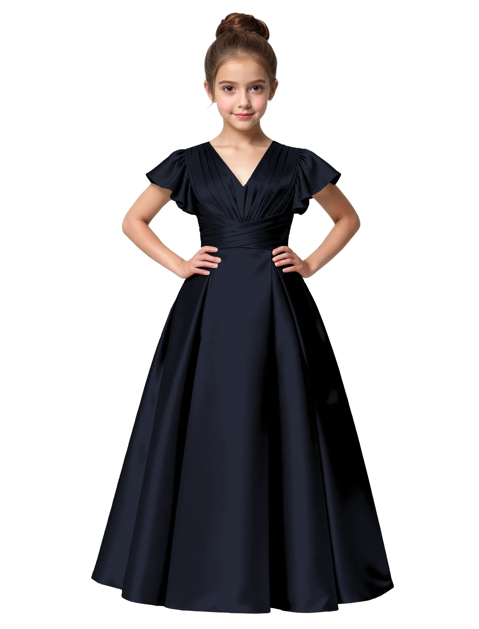Flower Girl Satin Gown with Big Bow Back