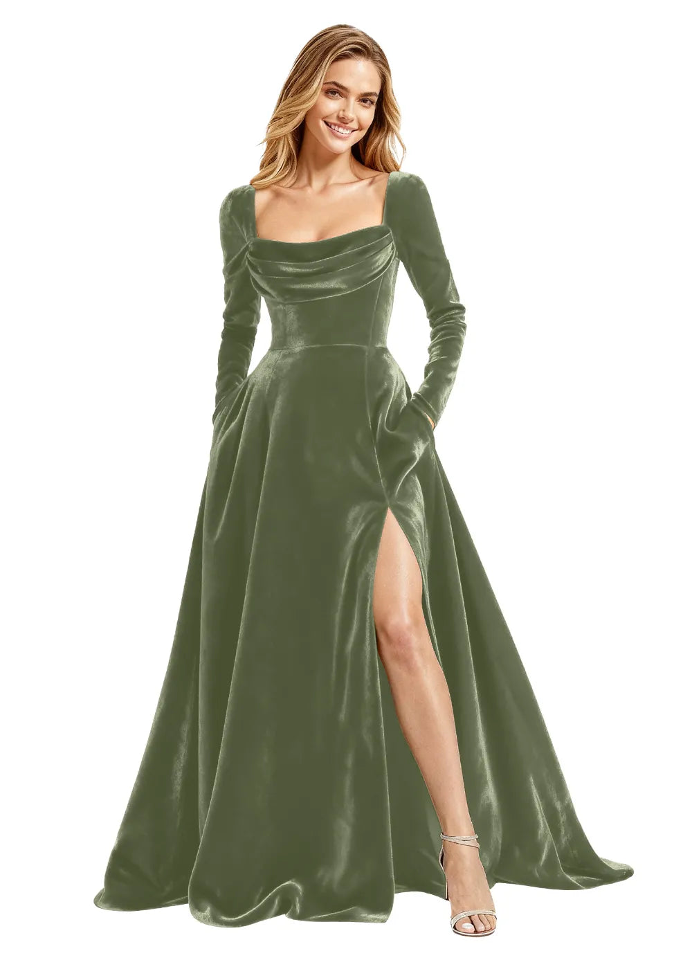 Elegant Velvet Formal Dress with Backless Detail