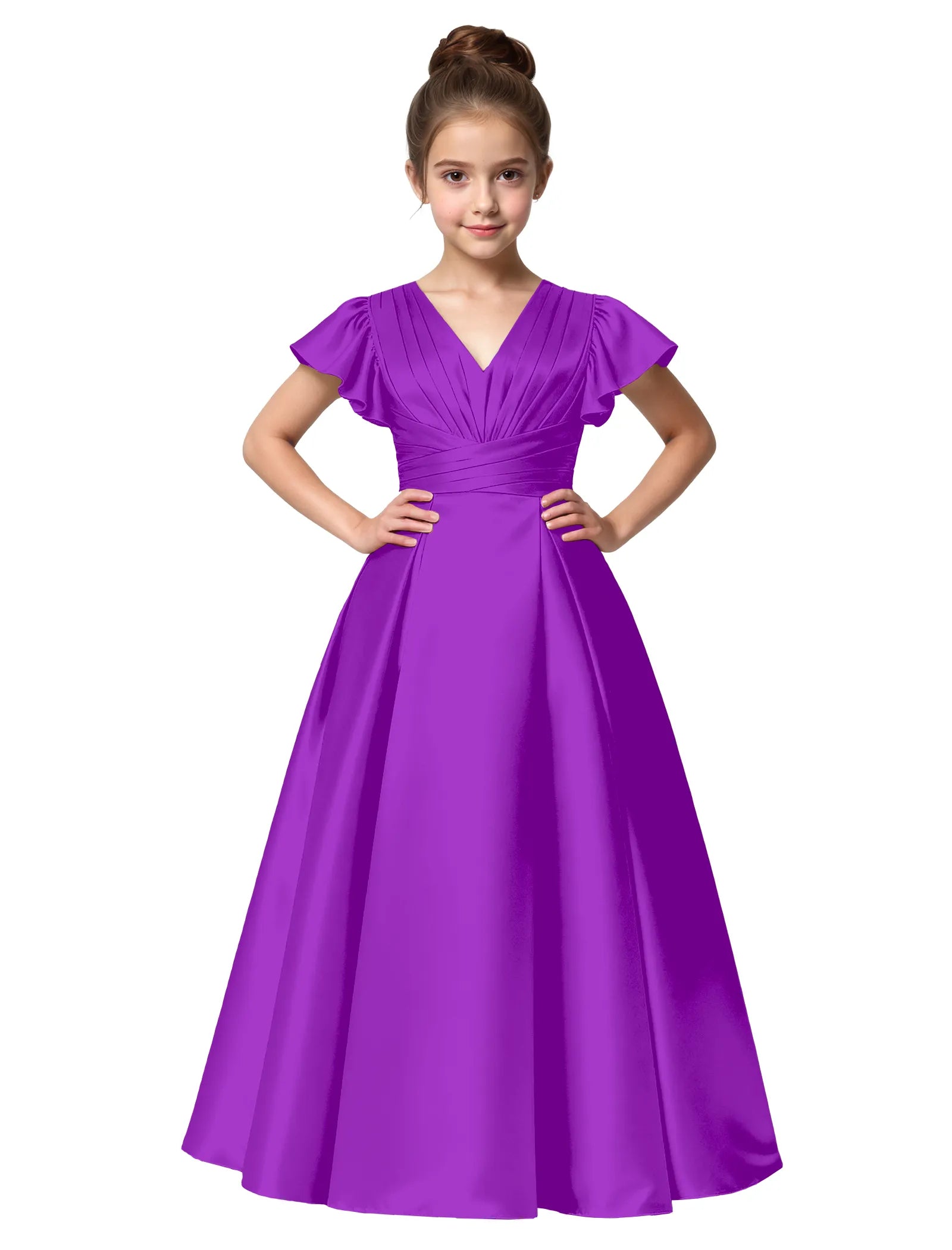 Flower Girl Satin Gown with Big Bow Back