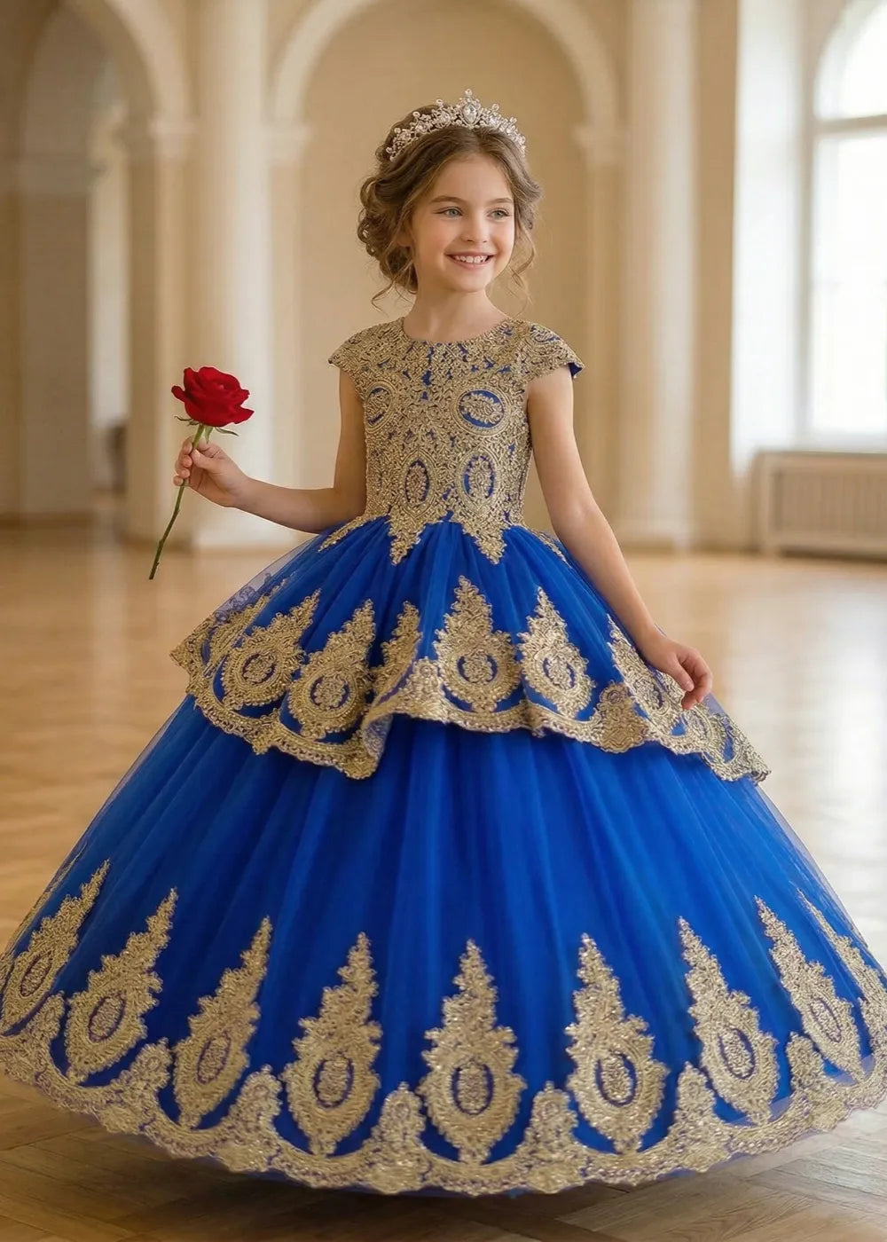Royal Embroidered Princess Ball Gown for Girls