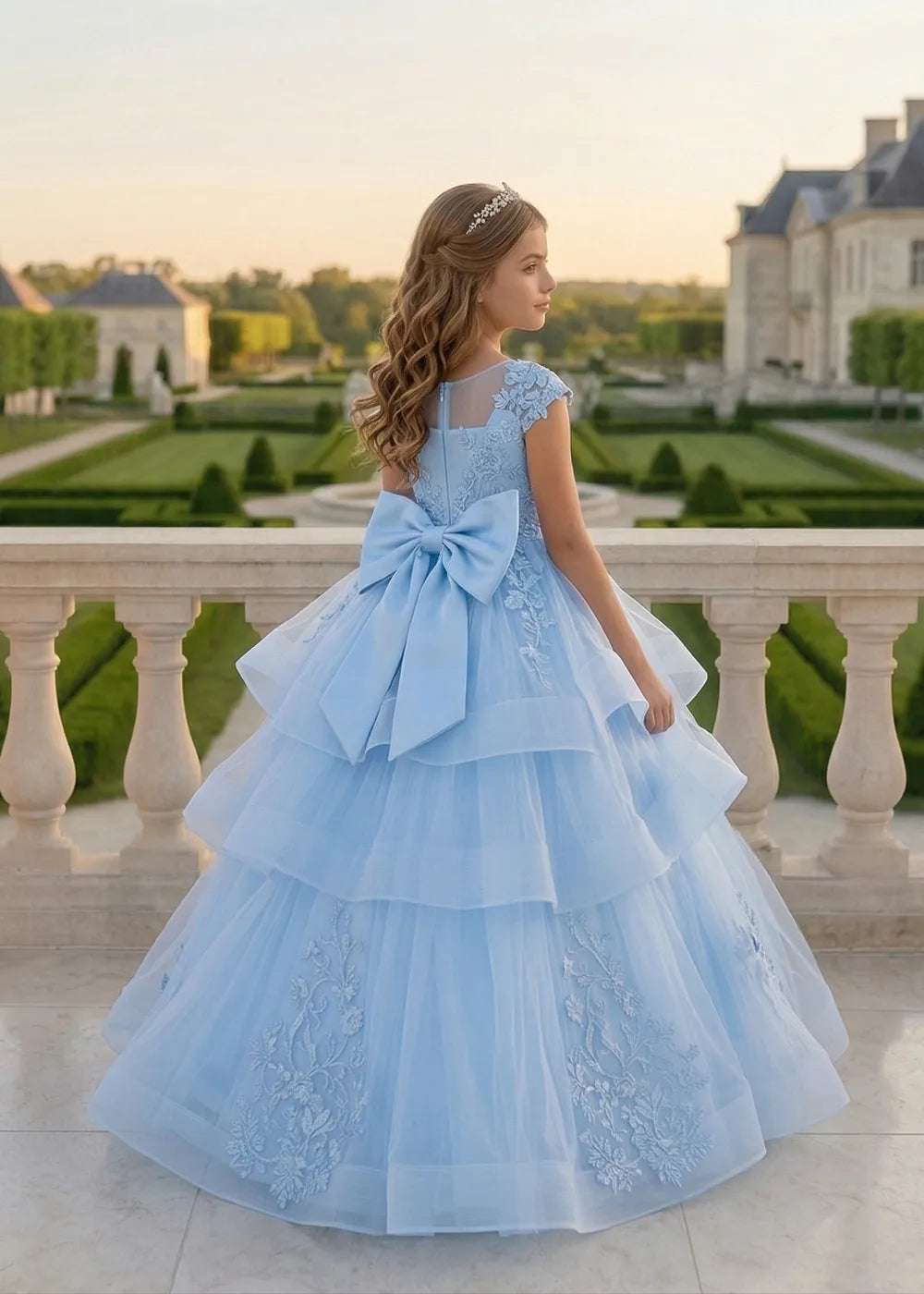 Vestido de princesa sin mangas de encaje
