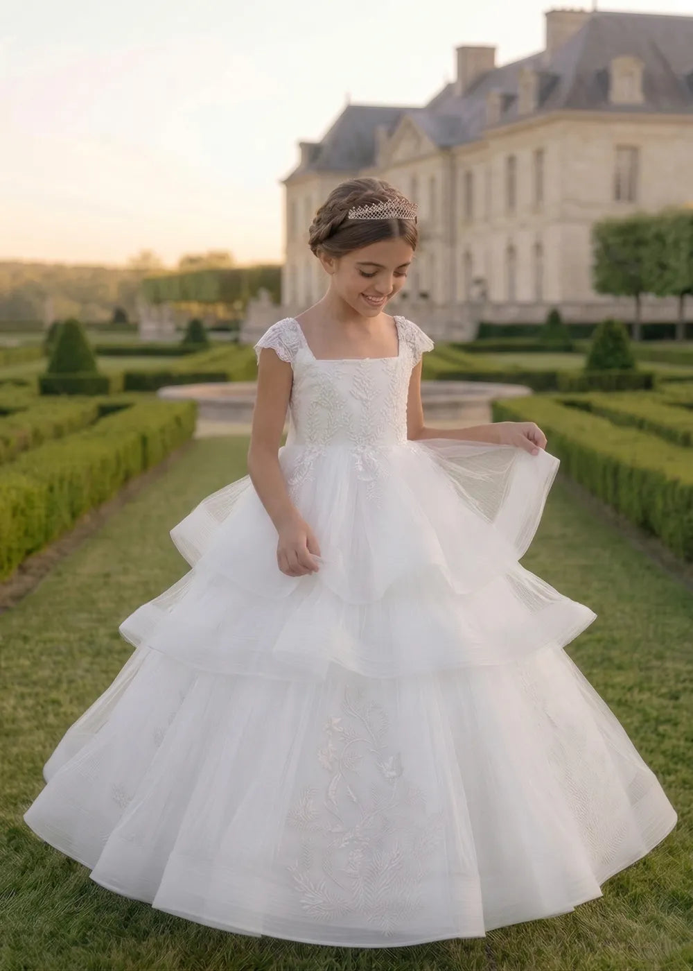 Vestido de princesa sin mangas de encaje
