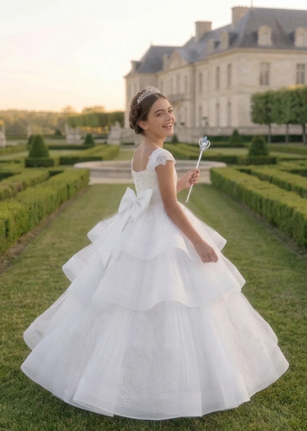 Vestido de princesa sin mangas de encaje