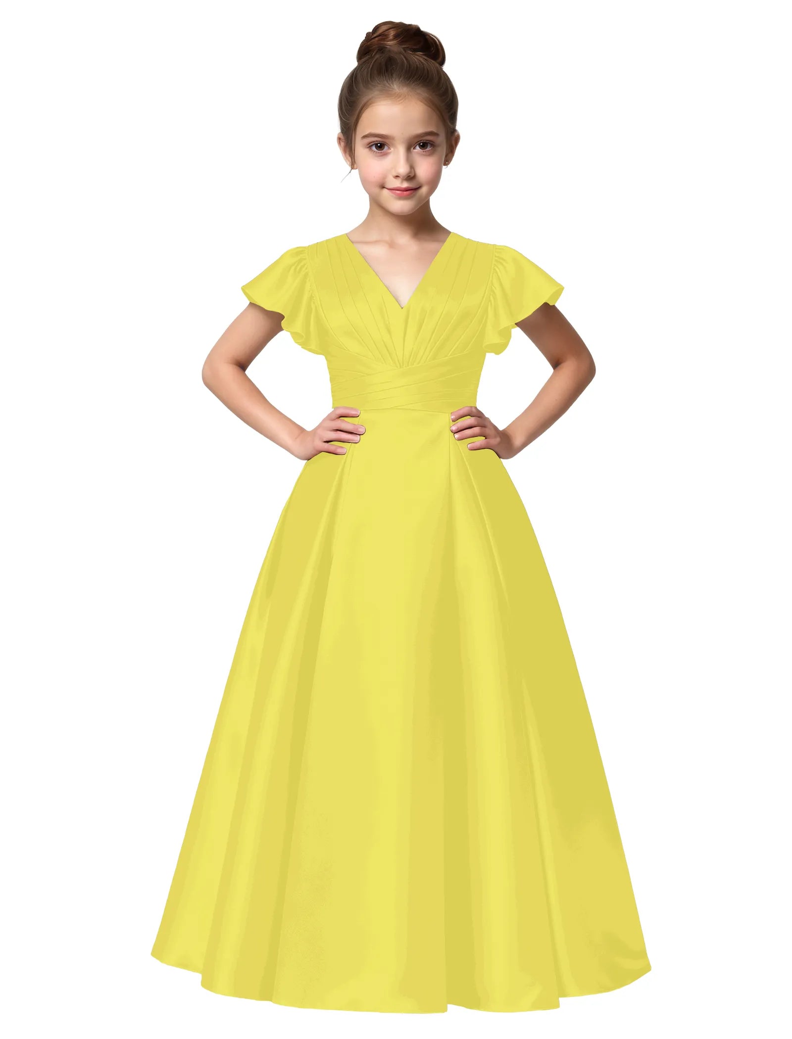 Flower Girl Satin Gown with Big Bow Back