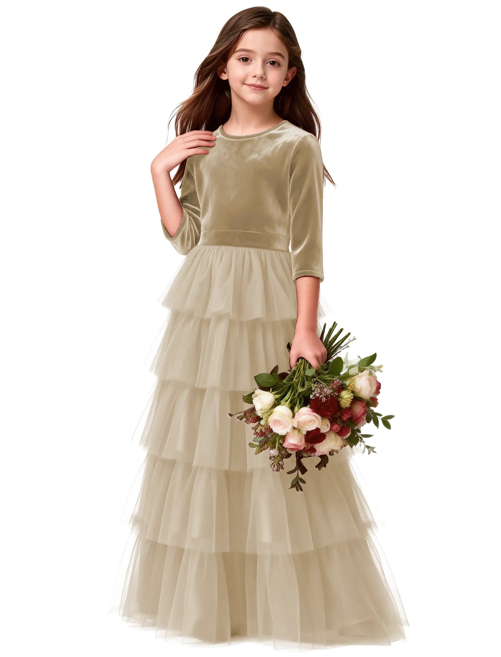 Elegant Velvet Pageant Dress for Girls
