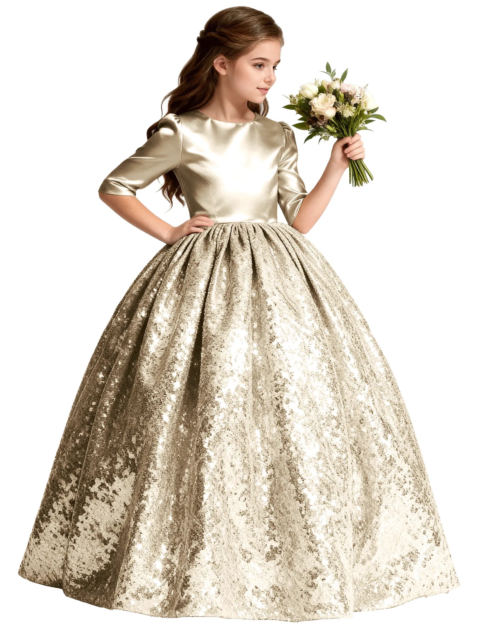 Junior Bridesmaid Dress with Sequin Hem