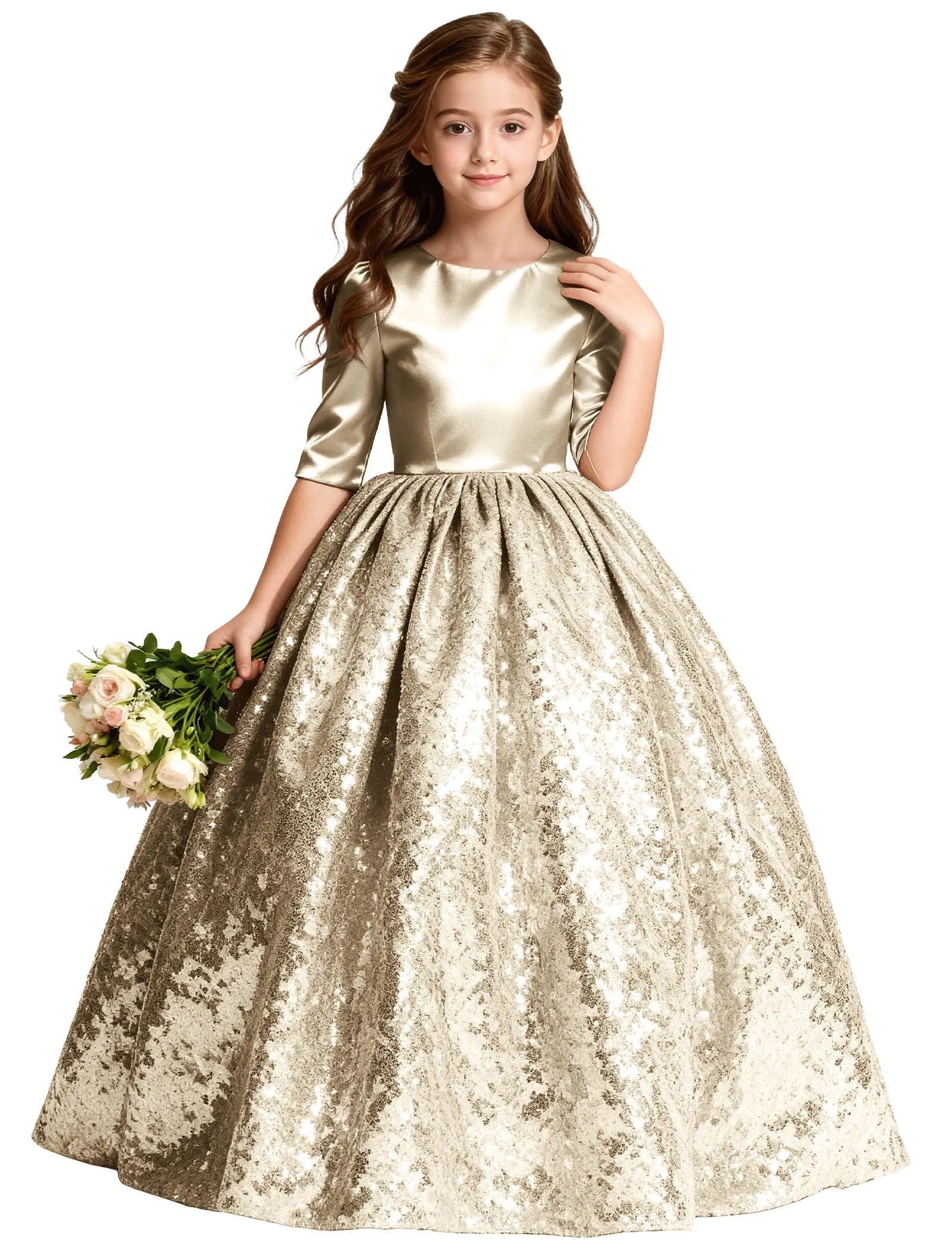 Junior Bridesmaid Dress with Sequin Hem