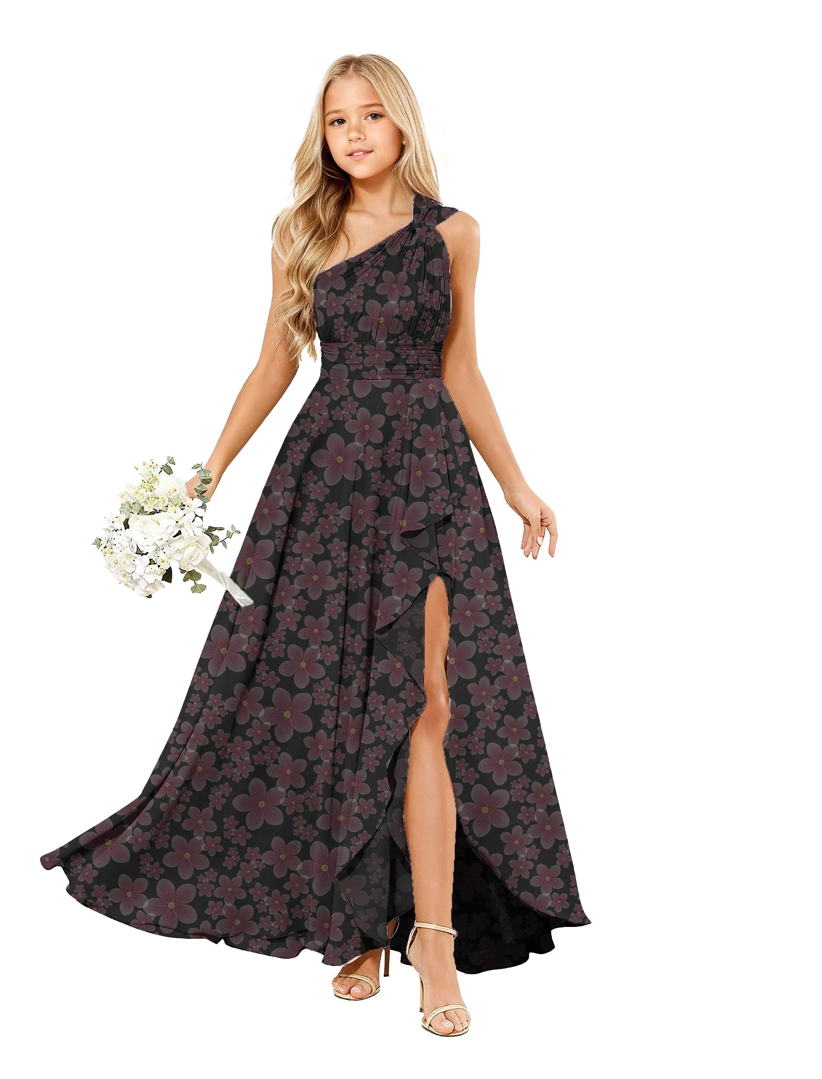 Blossom Breeze One-Shoulder Flower Girl Gown