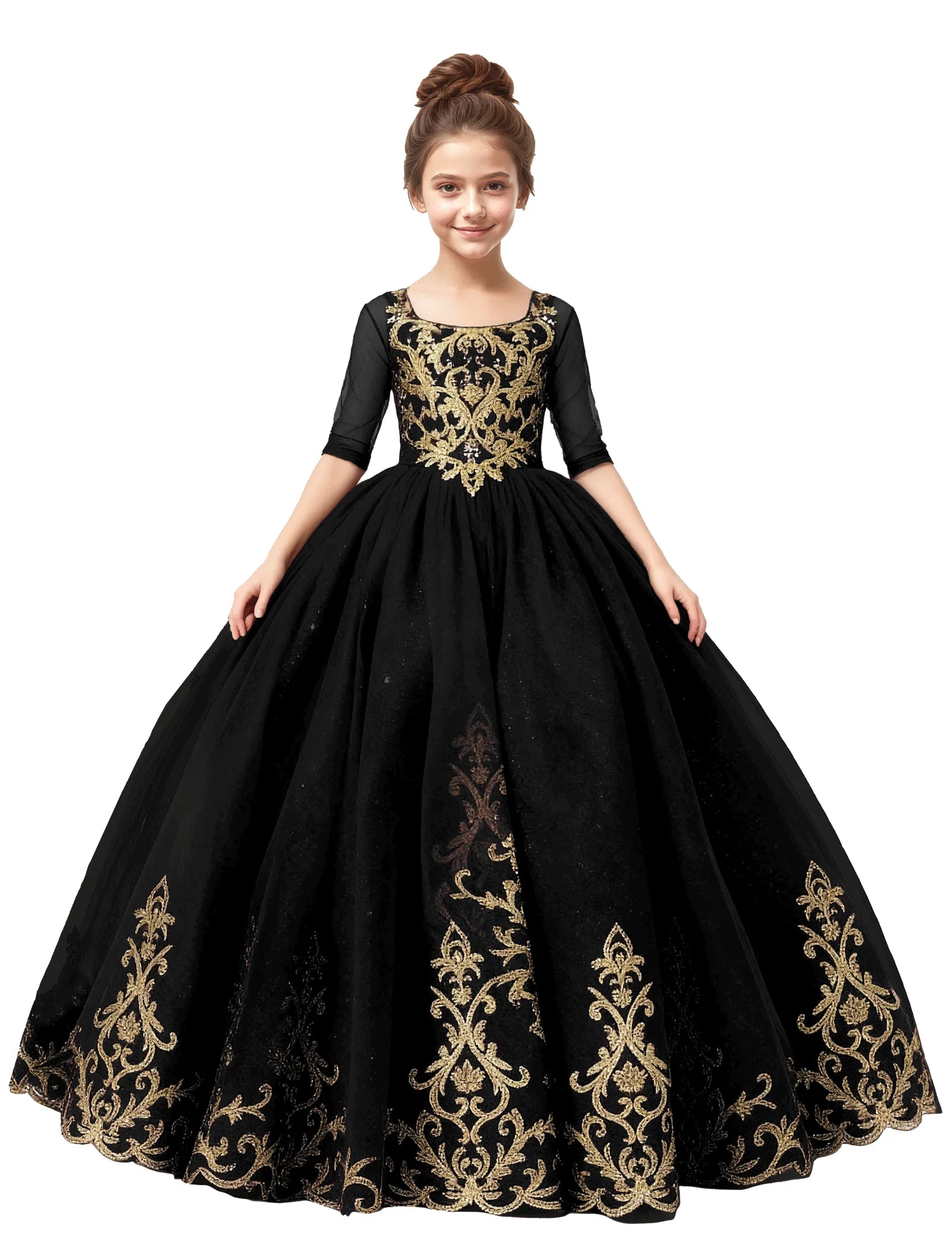 Girls Embroidered Tulle Dress for Pageants or Holiday Photos