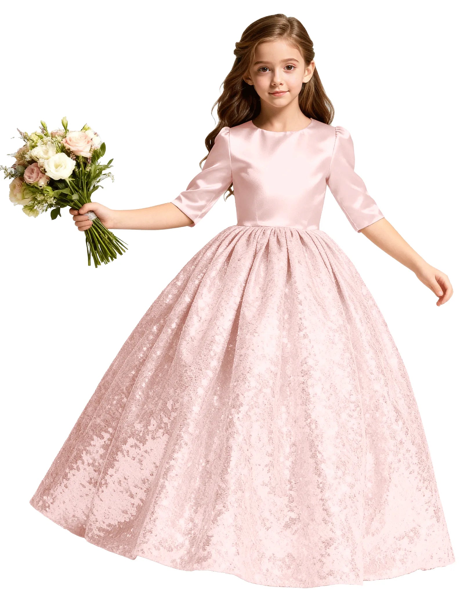 Junior Bridesmaid Dress with Sequin Hem