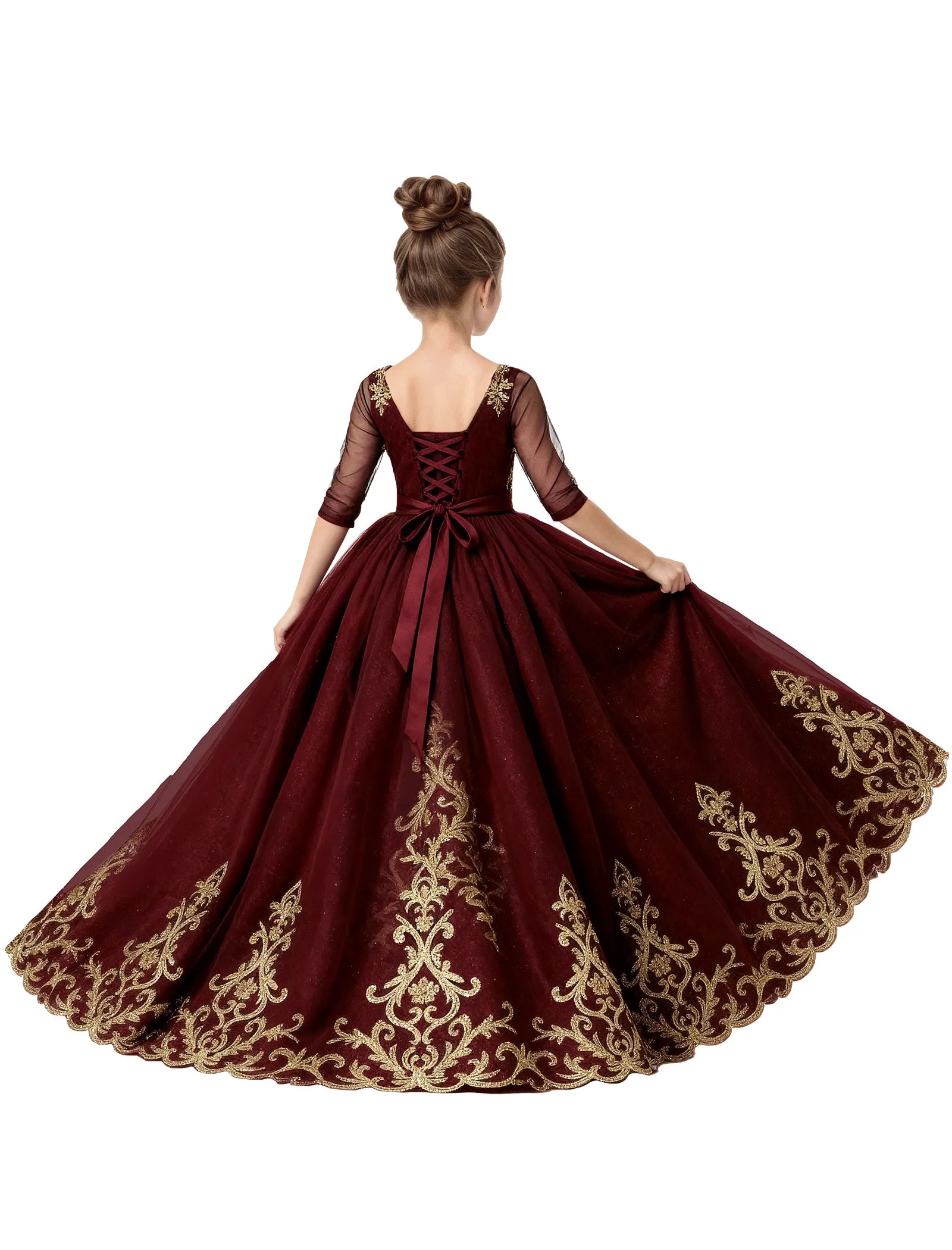 Girls Embroidered Tulle Dress for Pageants or Holiday Photos | Fynony Girls Embroidered Tulle Dress for Pageants or Holiday Photos | Fynony