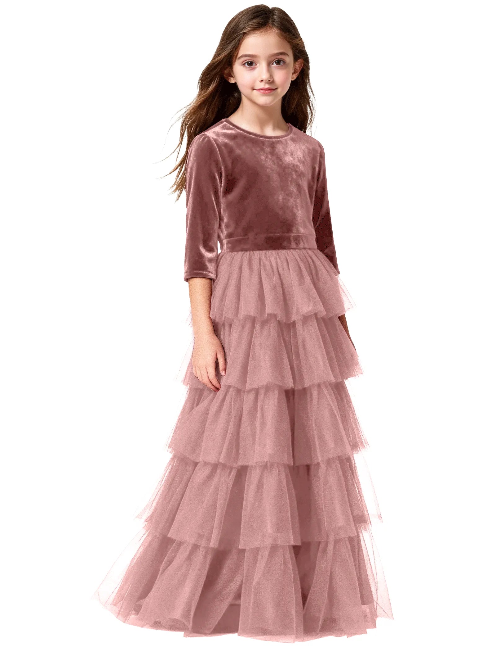 Elegant Velvet Pageant Dress for Girls