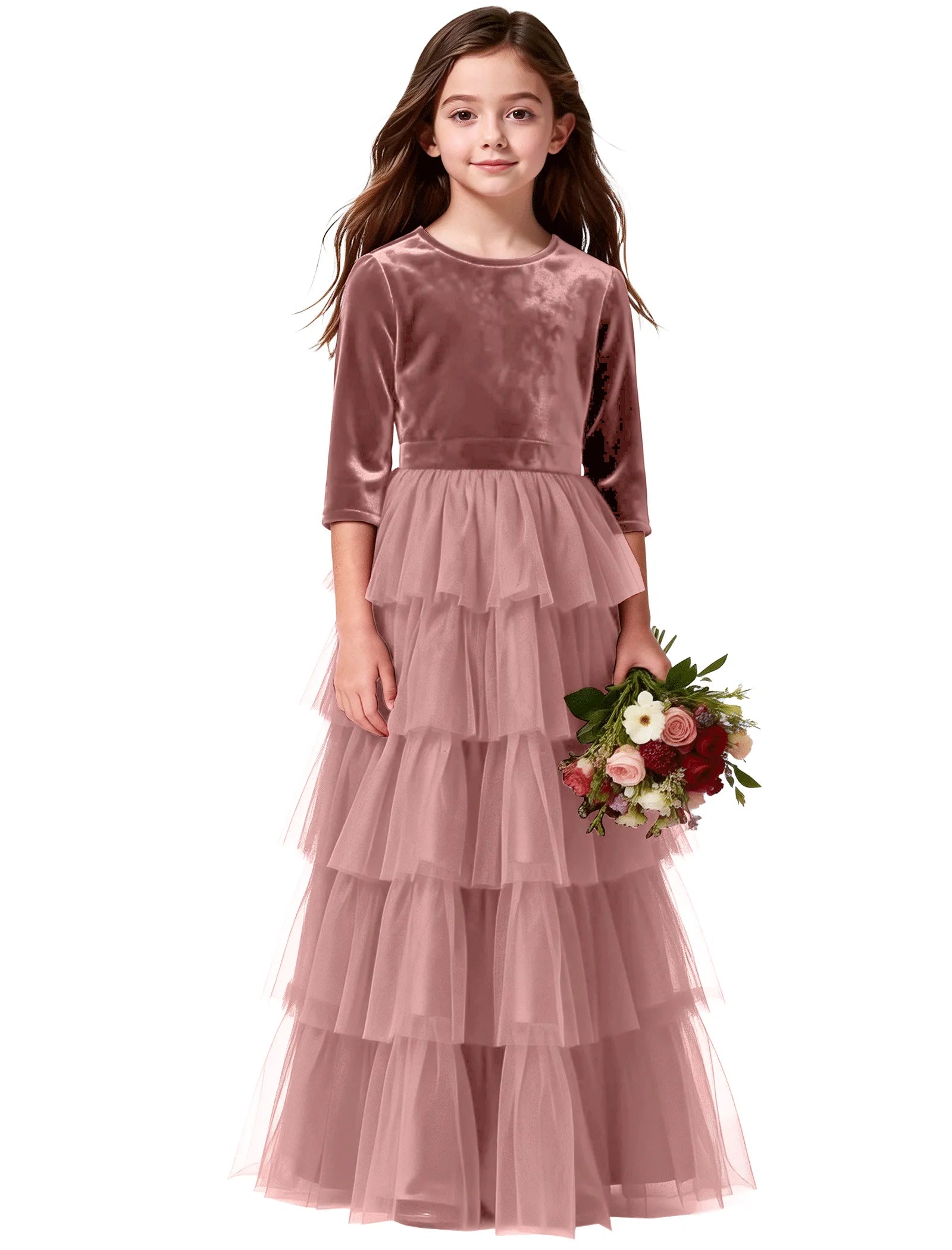 Elegant Velvet Pageant Dress for Girls