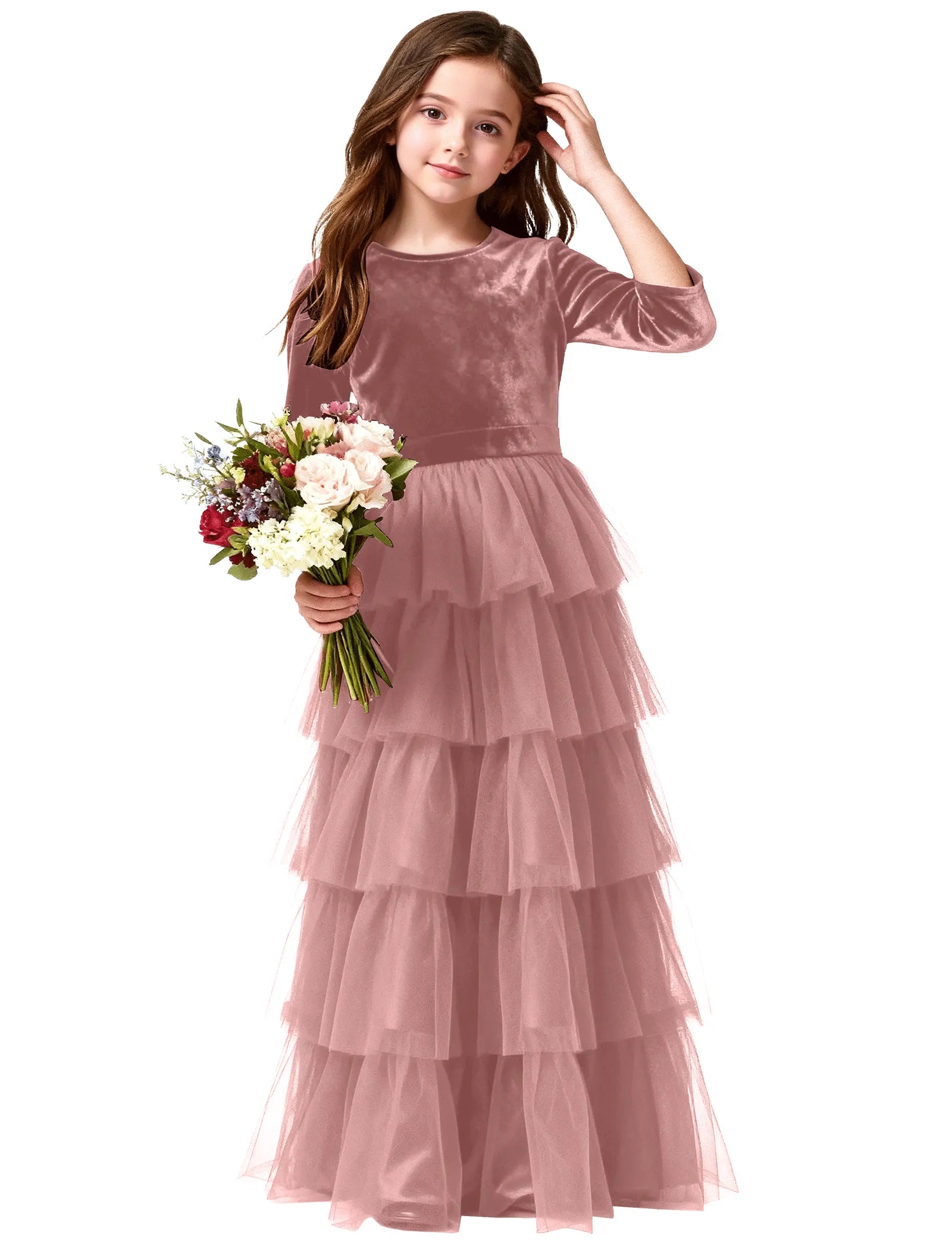 Elegant Velvet Pageant Dress for Girls