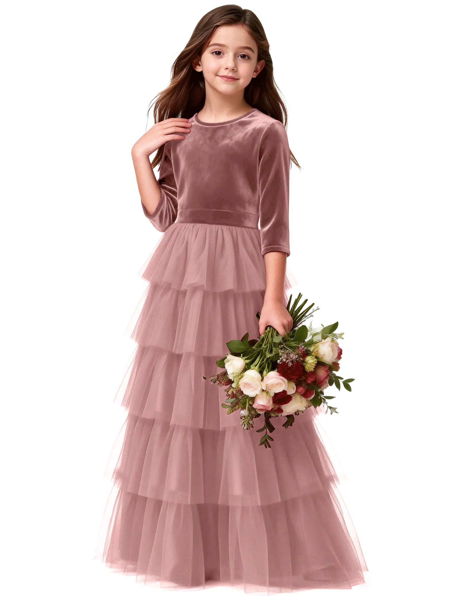 Elegant Velvet Pageant Dress for Girls
