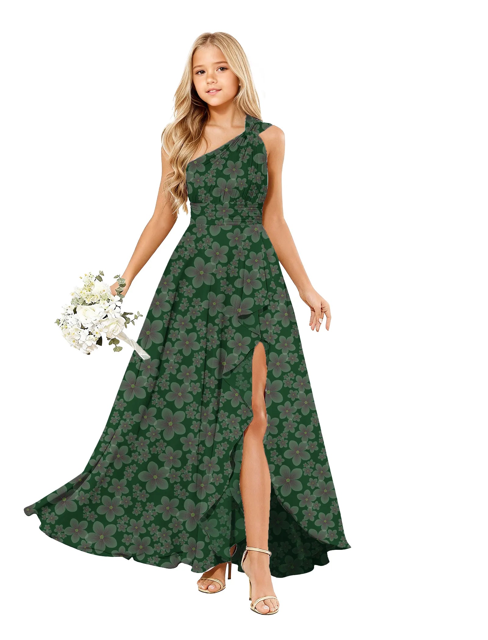 Blossom Breeze One-Shoulder Flower Girl Gown