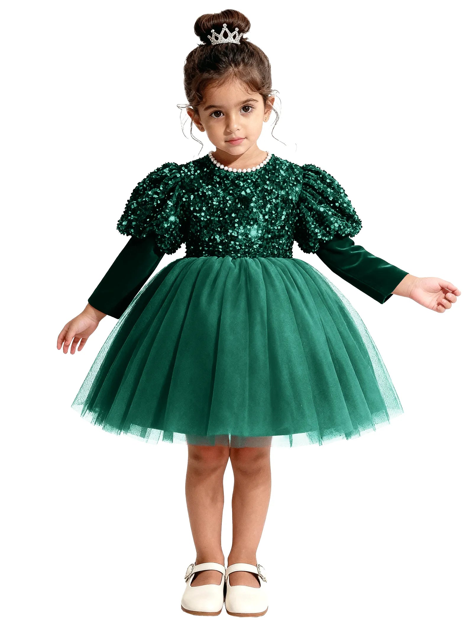 Glitter Bow Velvet Sequin Dress for Girls