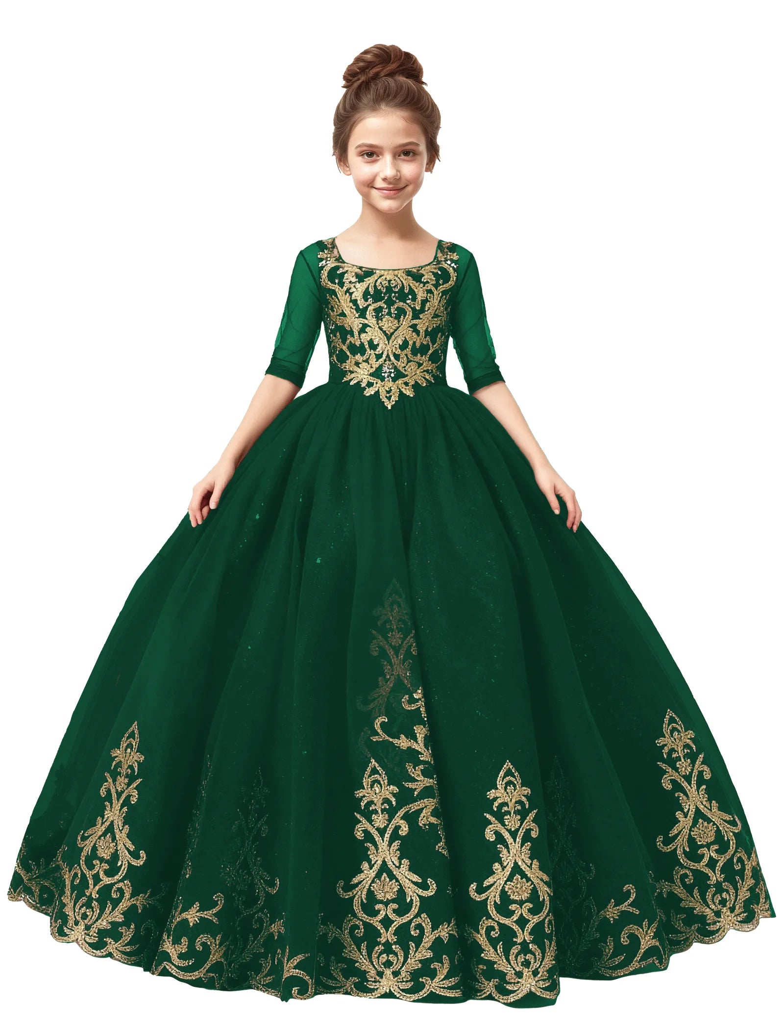 Girls Embroidered Tulle Dress for Pageants or Holiday Photos | Fynony Girls Embroidered Tulle Dress for Pageants or Holiday Photos | Fynony