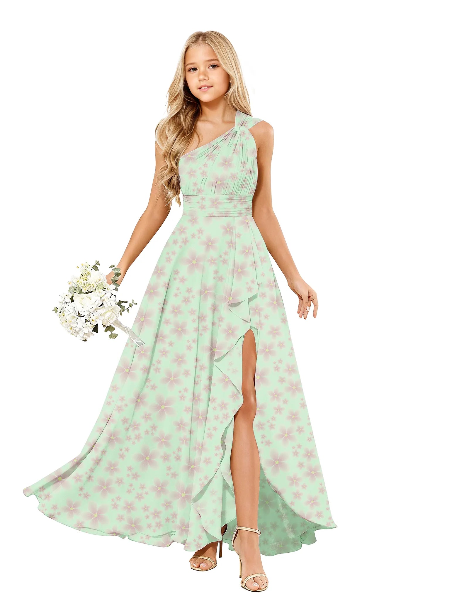 Blossom Breeze One-Shoulder Flower Girl Gown