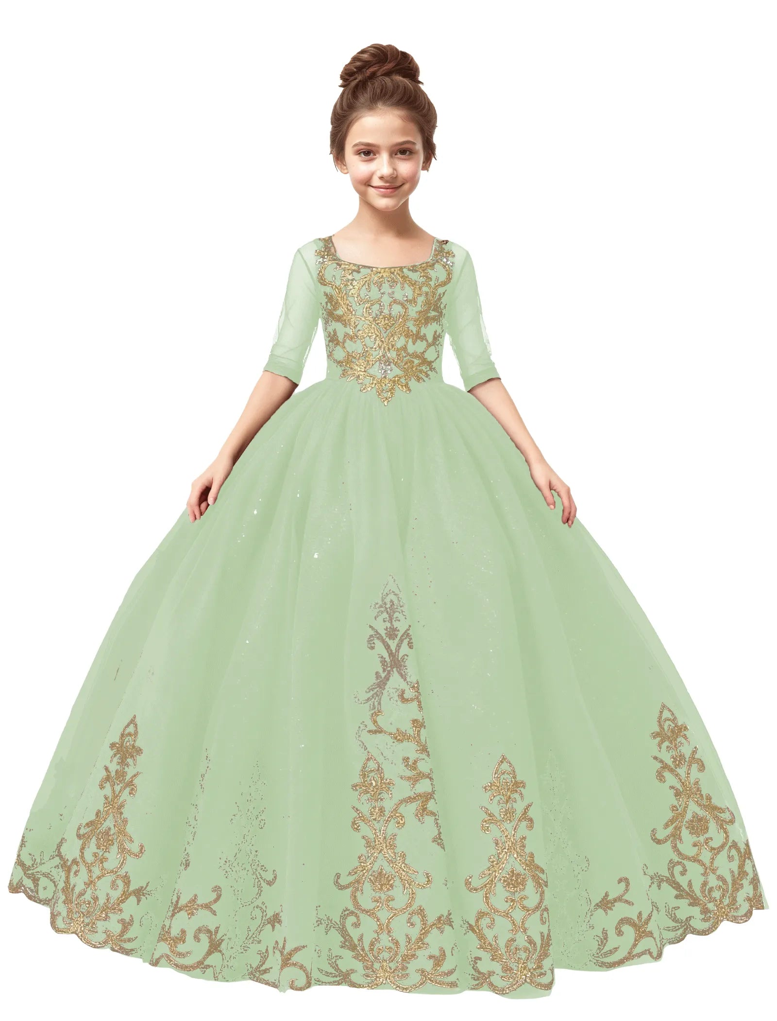 Vestido de princesa sin mangas de encaje