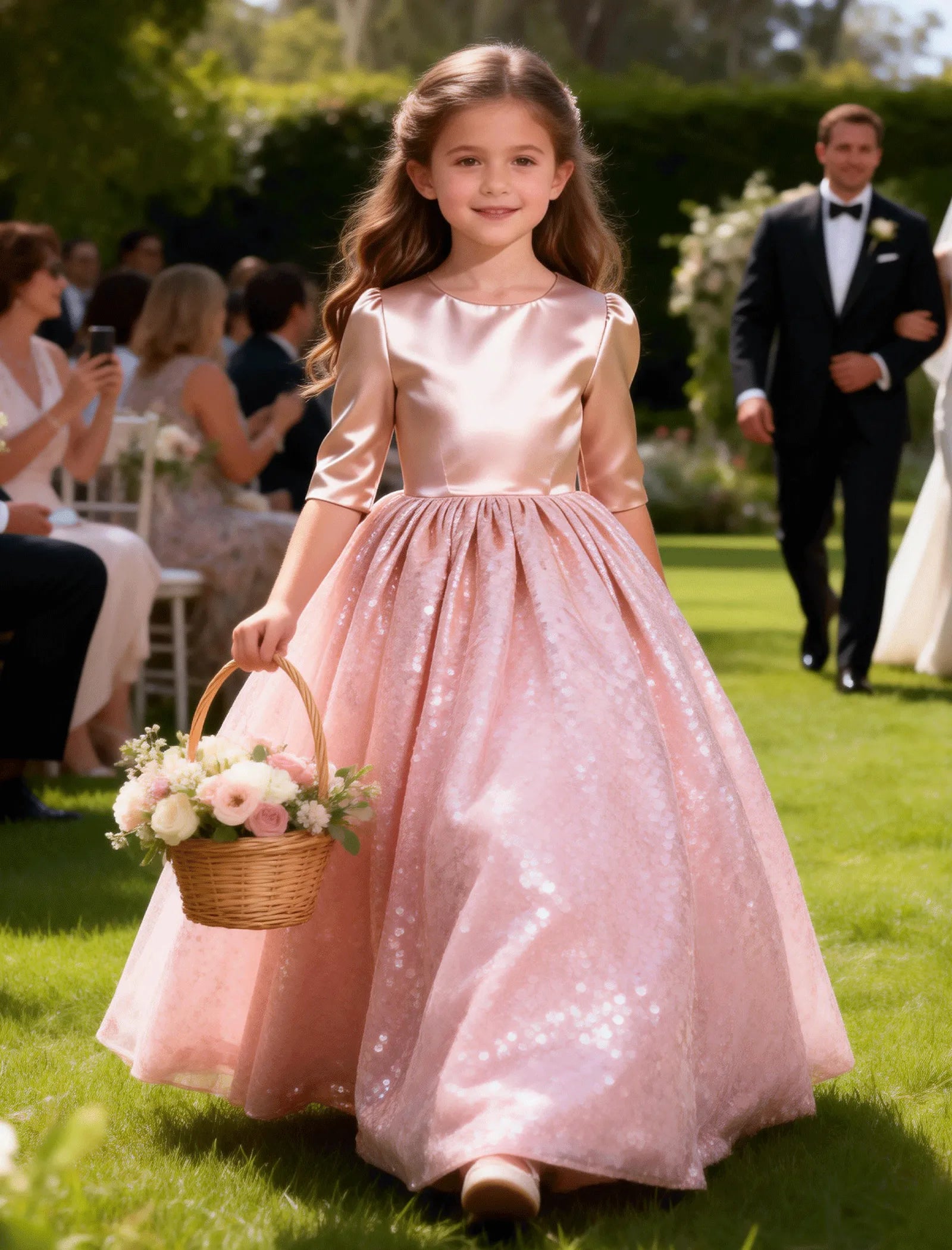 Junior Bridesmaid Dress with Sequin Hem