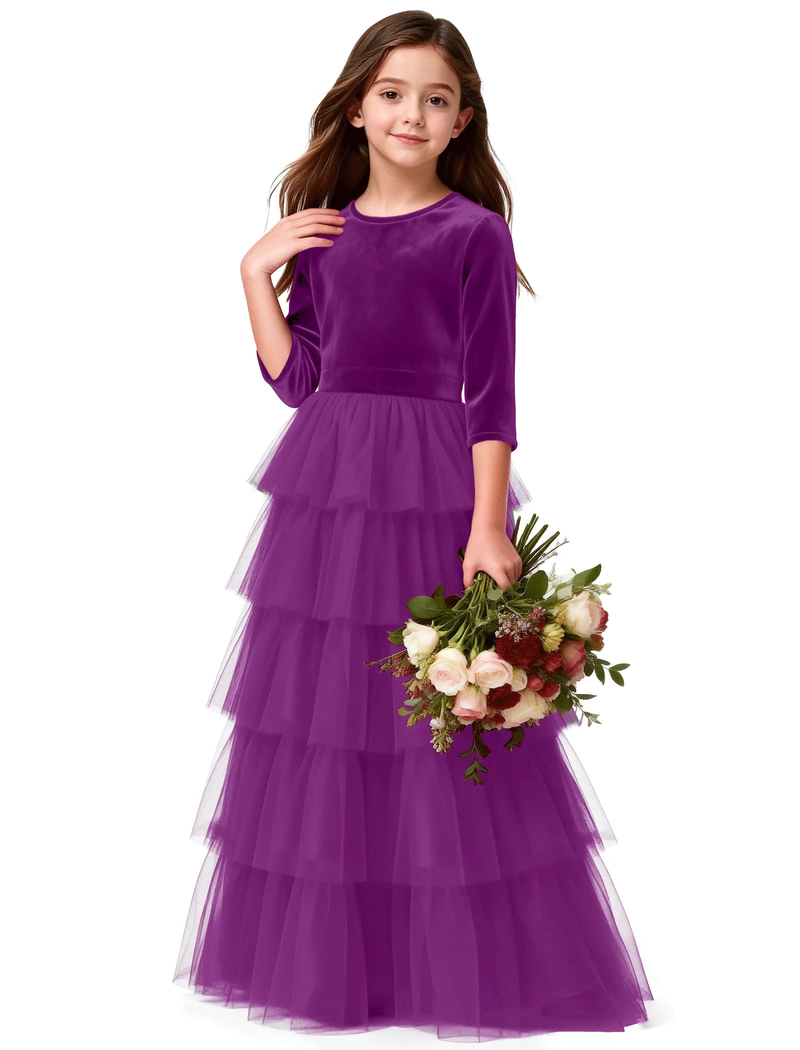 Elegant Velvet Pageant Dress for Girls