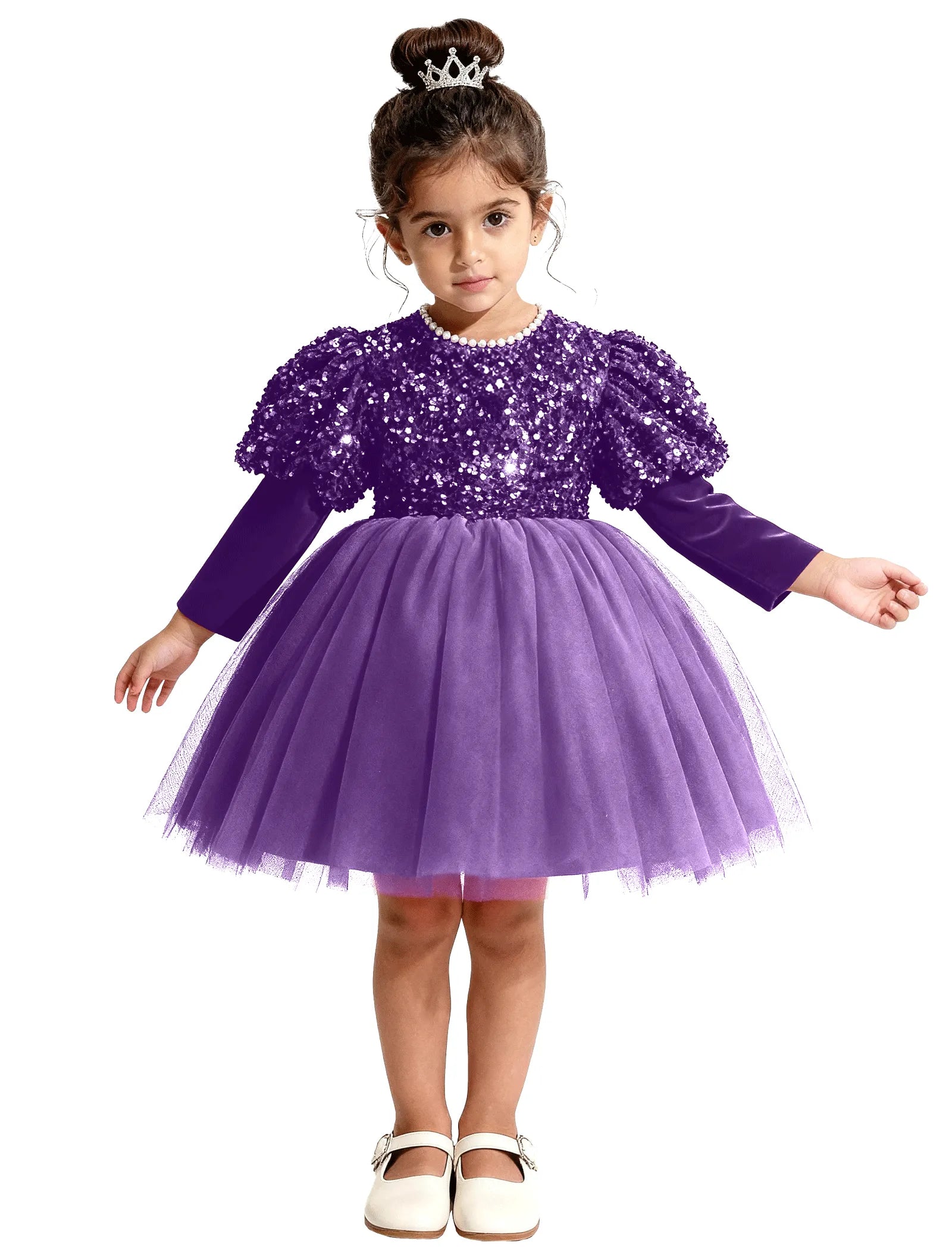 Glitter Bow Velvet Sequin Dress for Girls