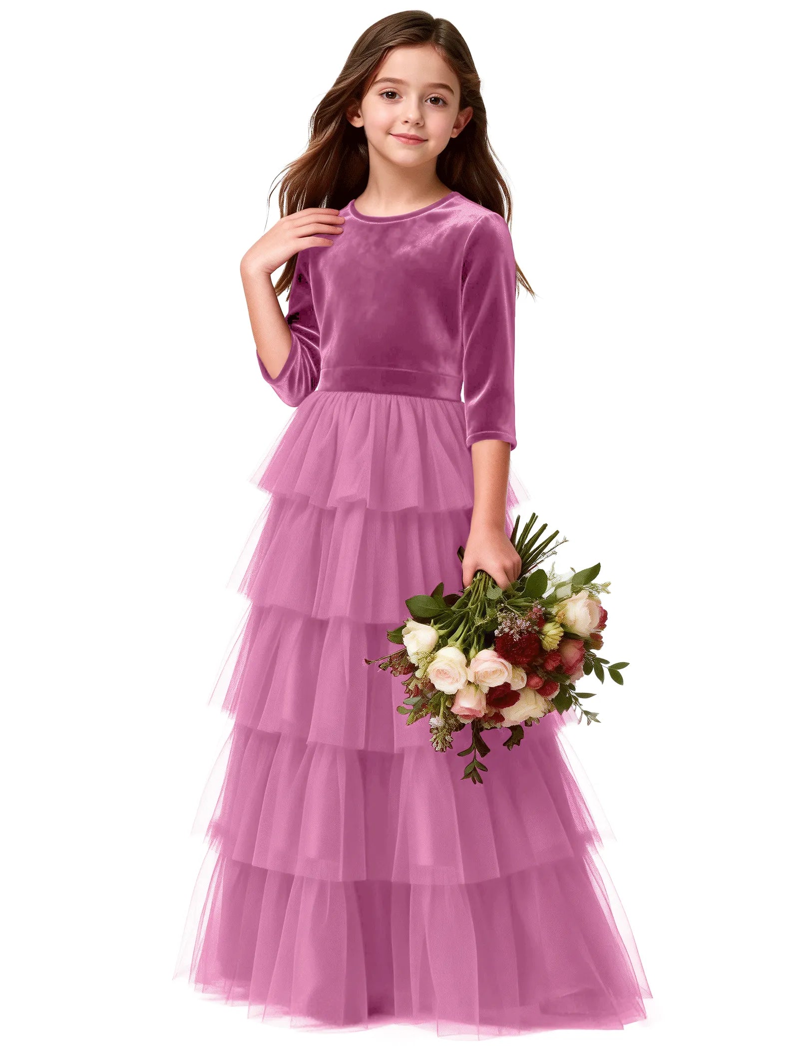 Elegant Velvet Pageant Dress for Girls